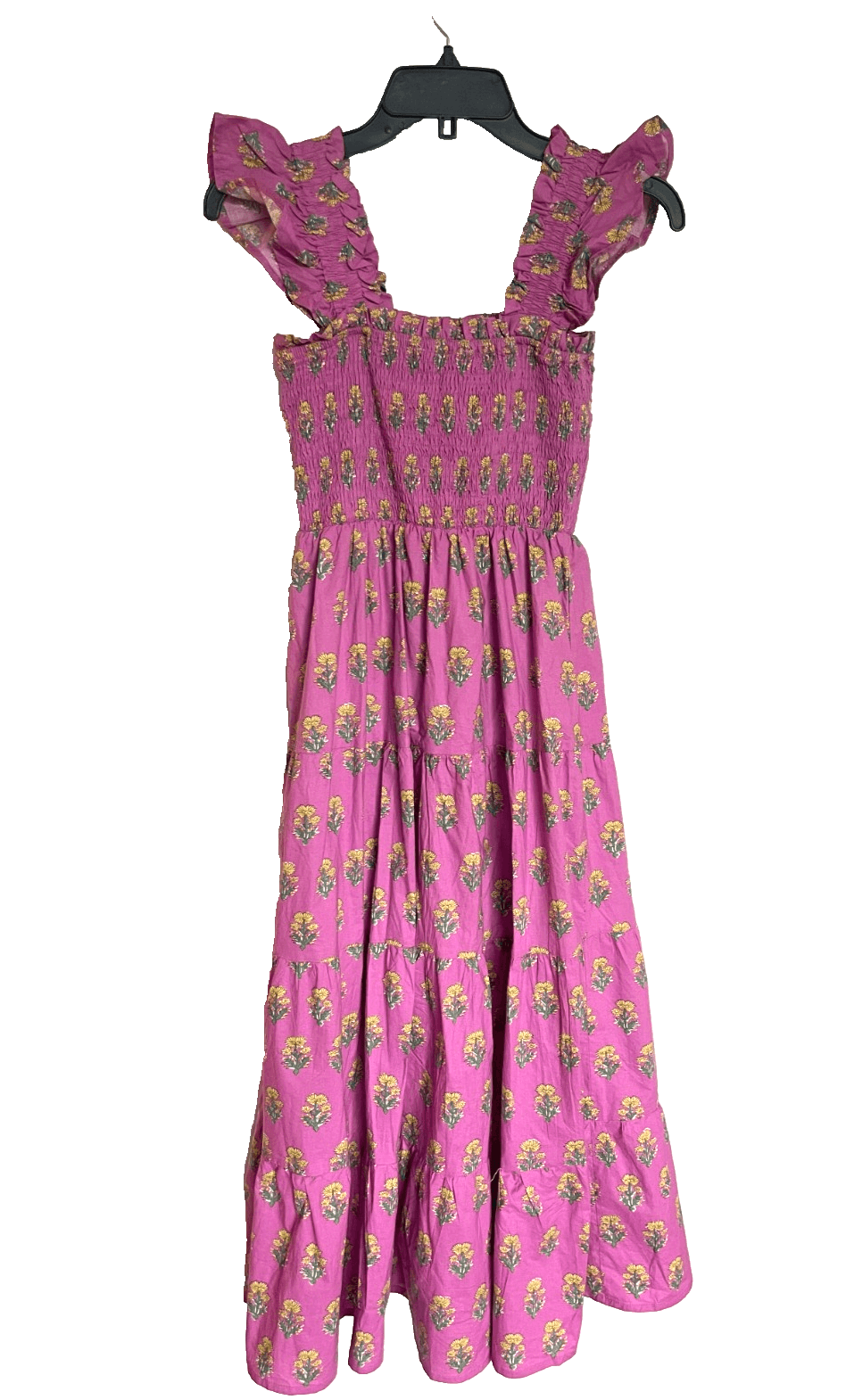 Hill House Inspired Tiered Midi Dress Ruffle Strap Purple Print Women Size Small - Thumbnail 2