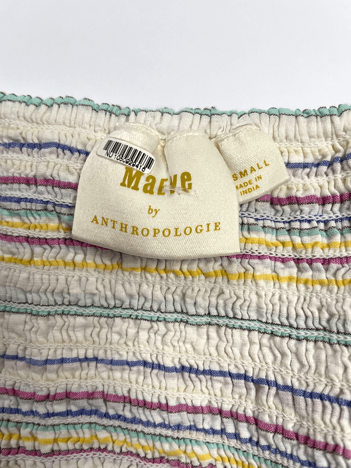Maeve by Anthropologie Women's Striped Tie-Front Top Cropped Ruffle Size X-Small - Thumbnail 7