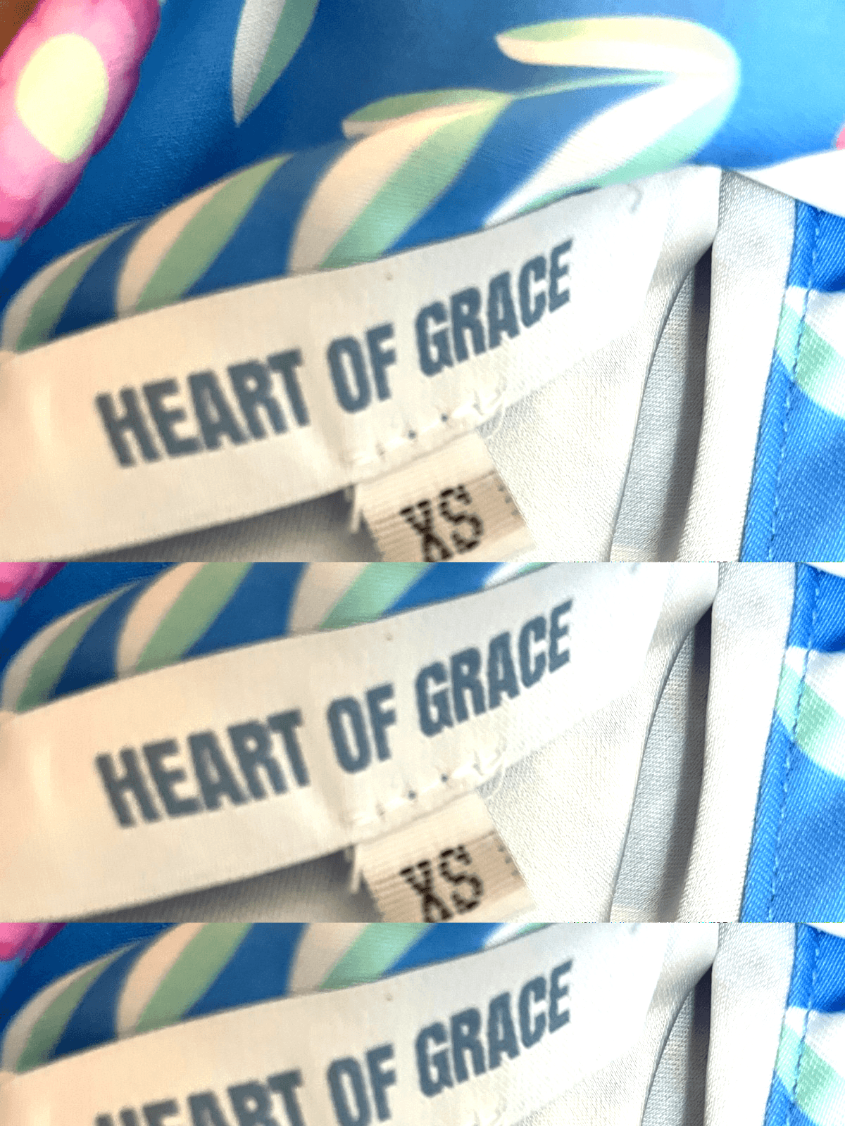 Heart of Grace Satin Feather Caftan Dress Blue Satin Print Women Size X-Small - Thumbnail 7
