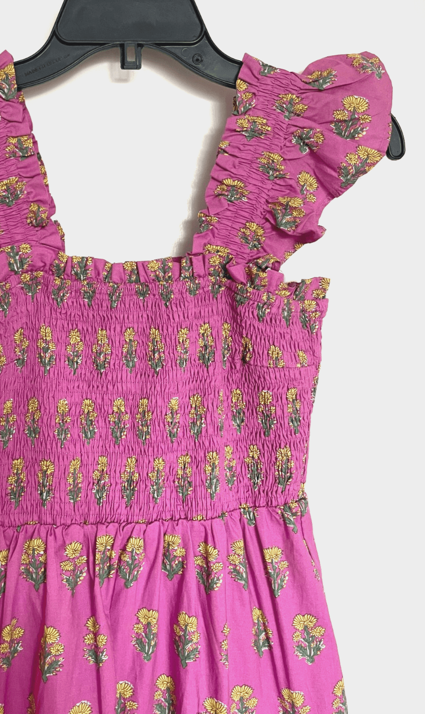 Hill House Inspired Tiered Midi Dress Ruffle Strap Purple Print Women Size Small - Thumbnail 3