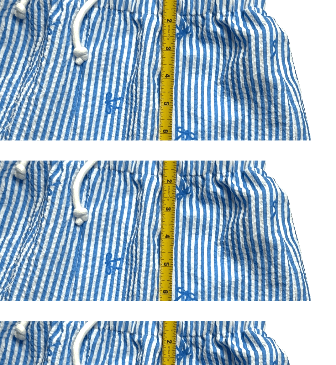 Womens 2-Piece Tie Front Set Puff Sleeve Top + Shorts in Blue Stripe Size S - Thumbnail 9