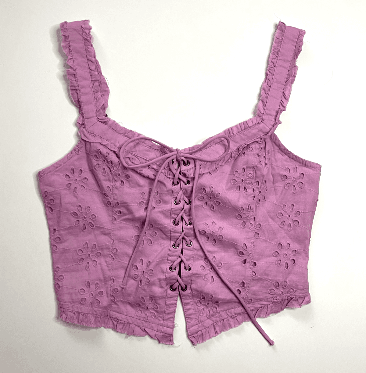 Urban Outfitters Women's Eyelet Front Lace Up Tank in Lavender Size Small NWT - Thumbnail 2