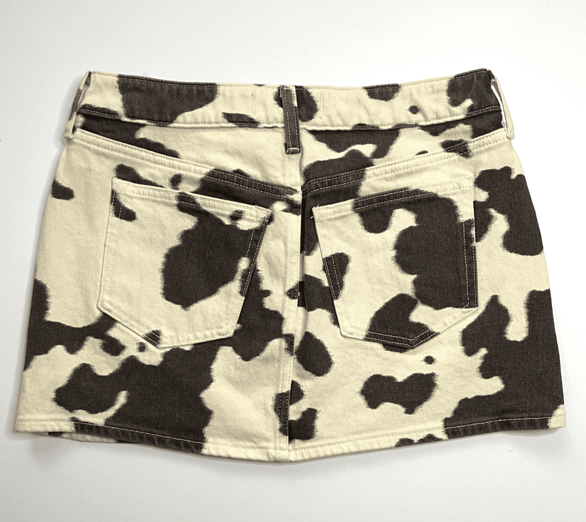 Abercrombie & Fitch Curve Love Mid Rise Denim Mini Skirt Cow Print/Brown Size 26 - Thumbnail 8