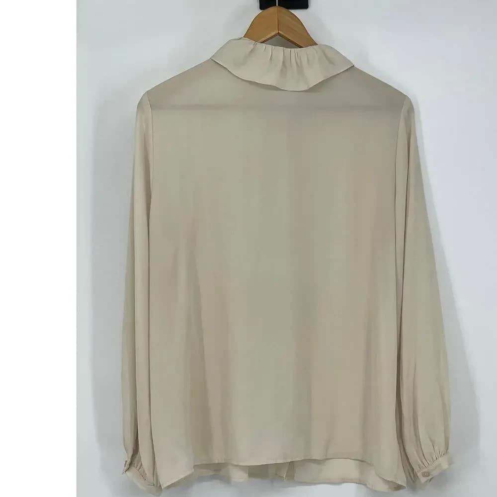 Nila Lotan by Target Long Sleeve Ruffle Blouse Off White Women's Size Large - Thumbnail 6