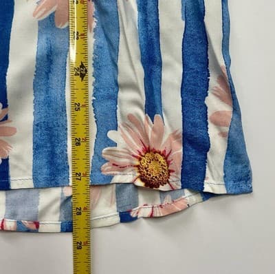 Men's Short Sleeve Button Up Floral Blue Stripe by Original Use Size Large - Thumbnail 5
