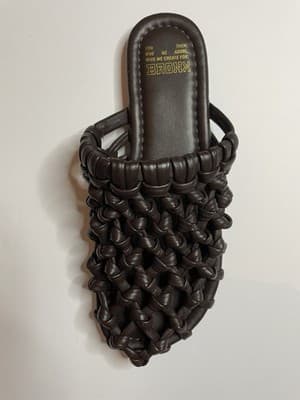 Bronx Women's Leather Woven Mule Flats Ann-aya Coffee Brown Size 37 - Thumbnail 3