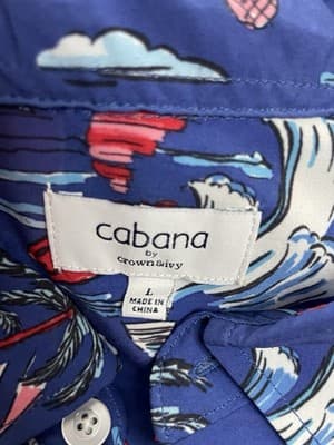 4th of July Men's Short Sleeve Button Up Americana Shirt by Cabana Size L - Thumbnail 4