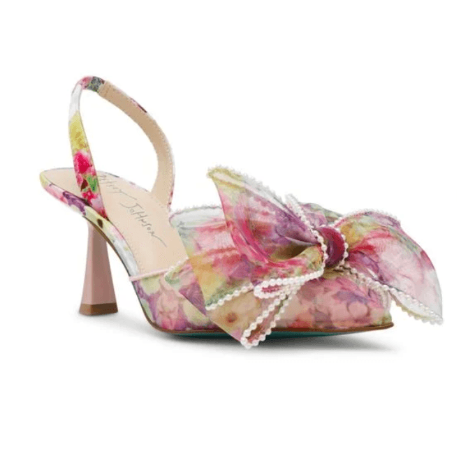 Betsey Johnson Bright Floral Bow Pump Kelli Slingback Heel Women's Size 6.5 - Thumbnail 11