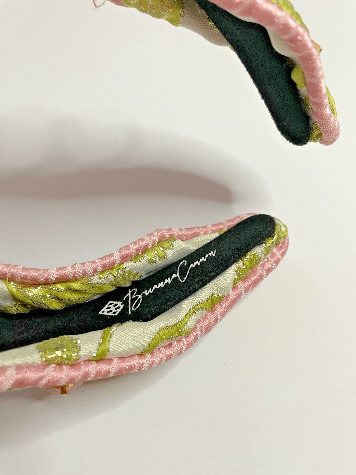 Brianna Cannon Embellished Knotted Headband Chartreuse & Blush Jacquard Size XS - Thumbnail 10