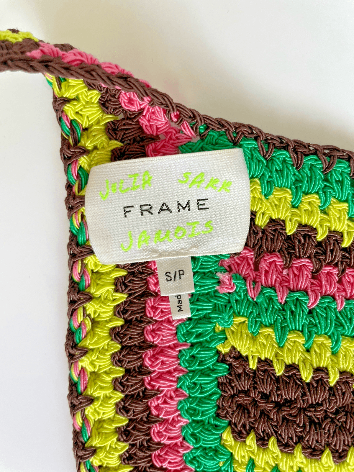 FRAME Women's Bikini Top Small by Julia Sarr-Jamois Multicolor Crochet Triangle - Thumbnail 4