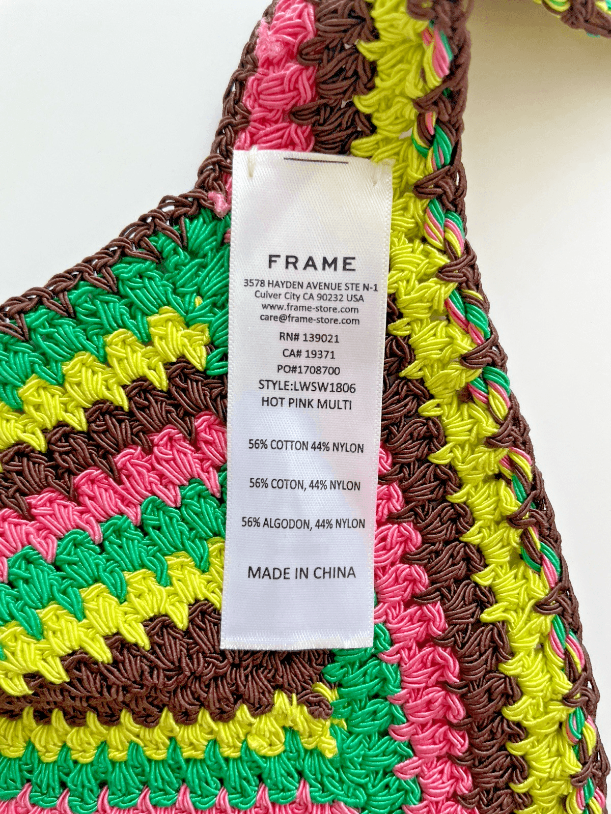 FRAME Women's Bikini Top Small by Julia Sarr-Jamois Multicolor Crochet Triangle - Thumbnail 5