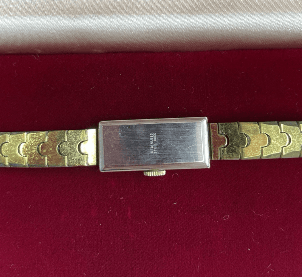 Vintage Wittnauer Women's Petite Tank Watch Hammered Gold Plated Mechanical Wind - Thumbnail 5