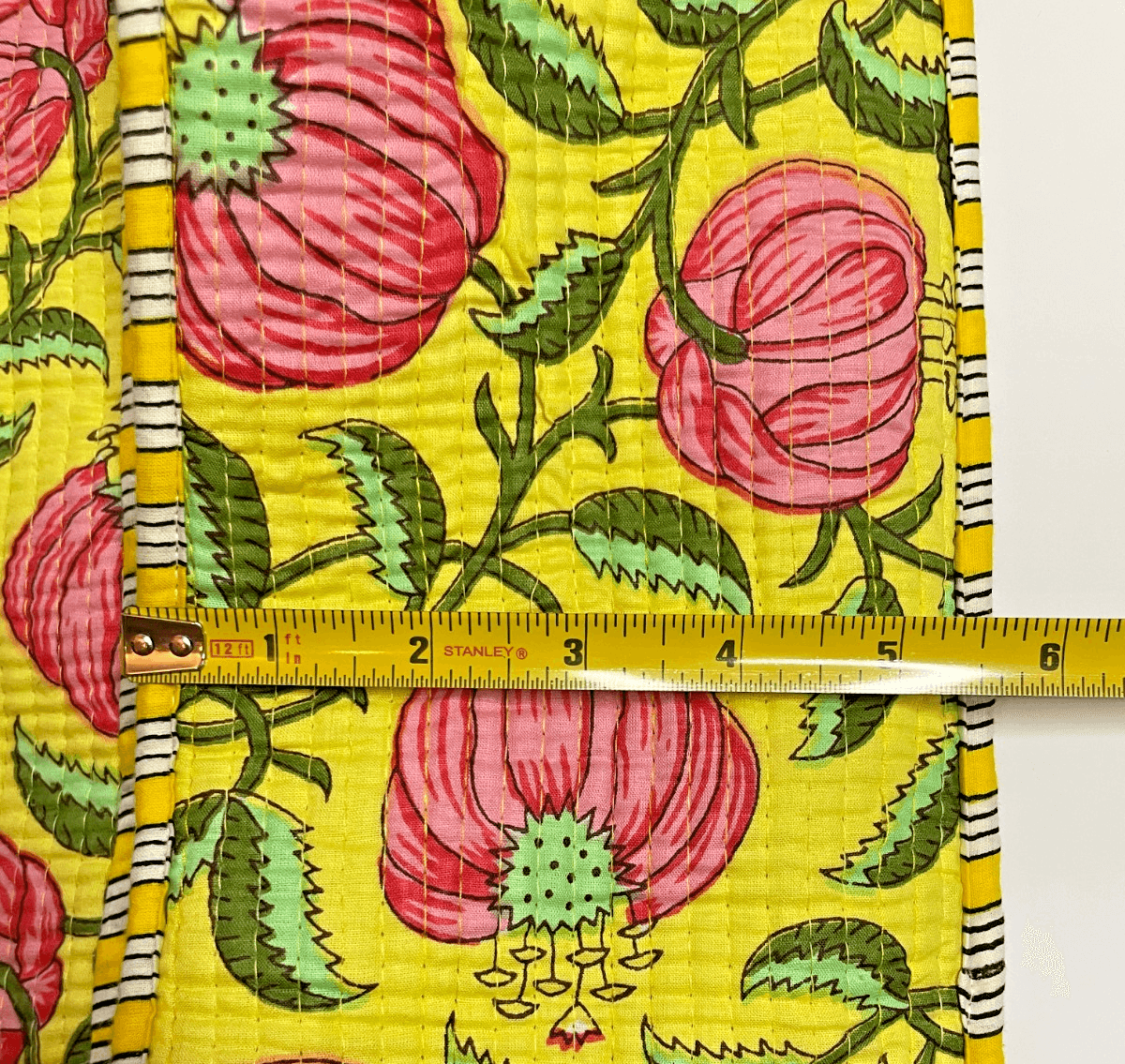 Heart of Grace Handmade Quilted Tote 100% Cotton Block Print Floral Pattern Bag - Thumbnail 4