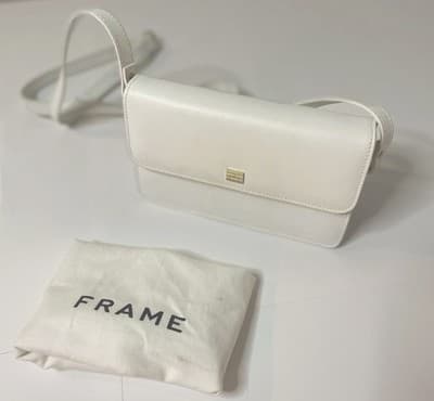 Frame Le Signature Mini Compact Leather Crossbody Bag - White - Made In Italy - Thumbnail 3