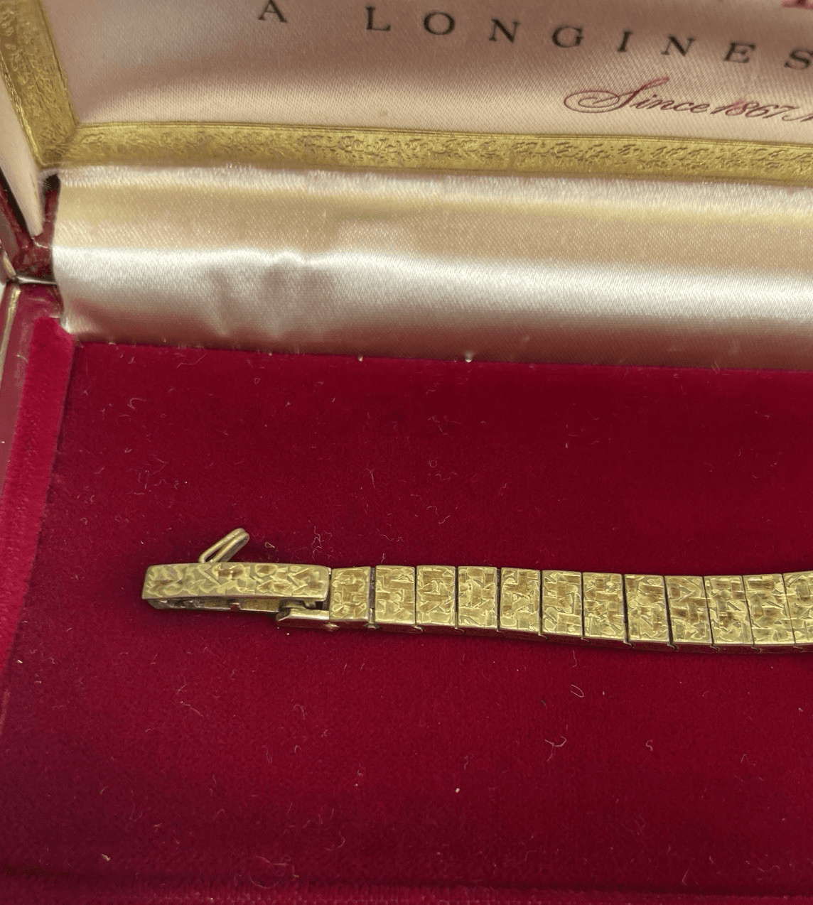 Vintage Wittnauer Women's Petite Tank Watch Hammered Gold Plated Mechanical Wind - Thumbnail 6