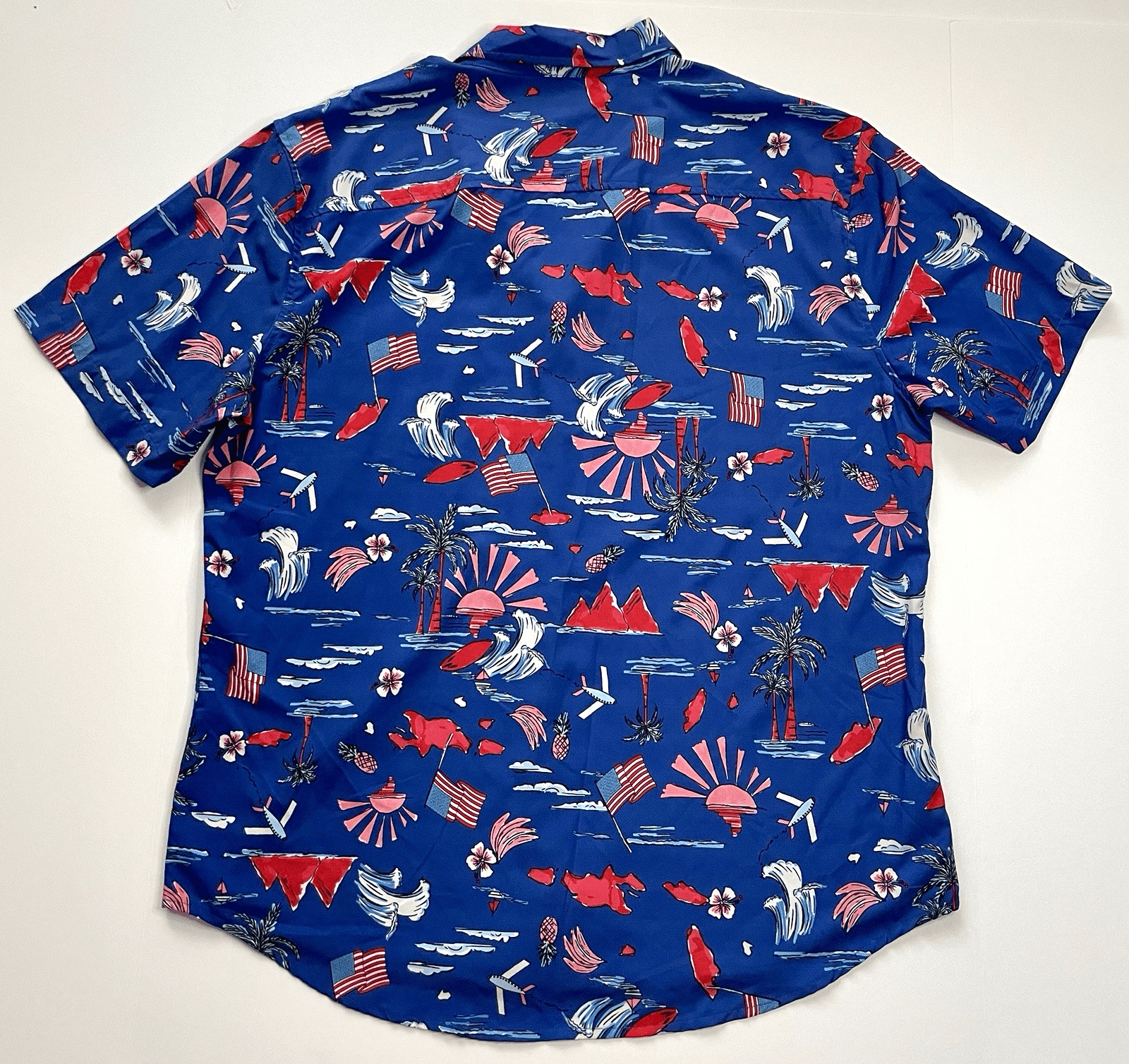 4th of July Men's Short Sleeve Button Up Americana Shirt by Cabana Size L - Thumbnail 2