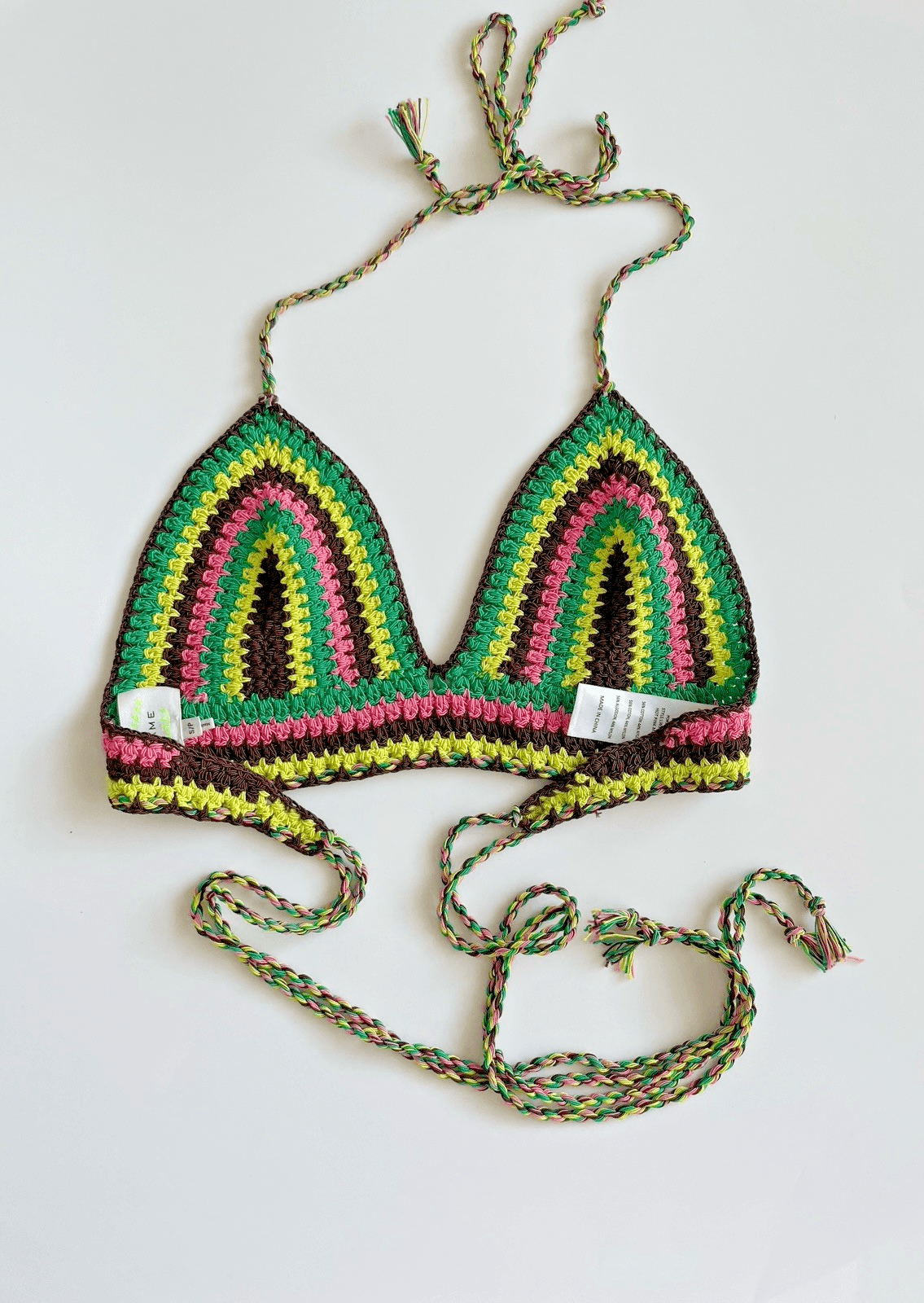 FRAME Women's Bikini Top Small by Julia Sarr-Jamois Multicolor Crochet Triangle - Thumbnail 3