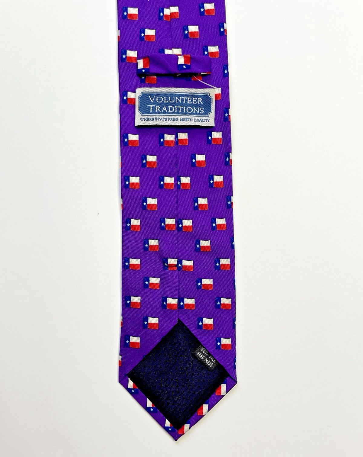 Volunteer Traditions Men's Neck Tie 100% Silk Texas Flag Purple Print (60") - Thumbnail 3