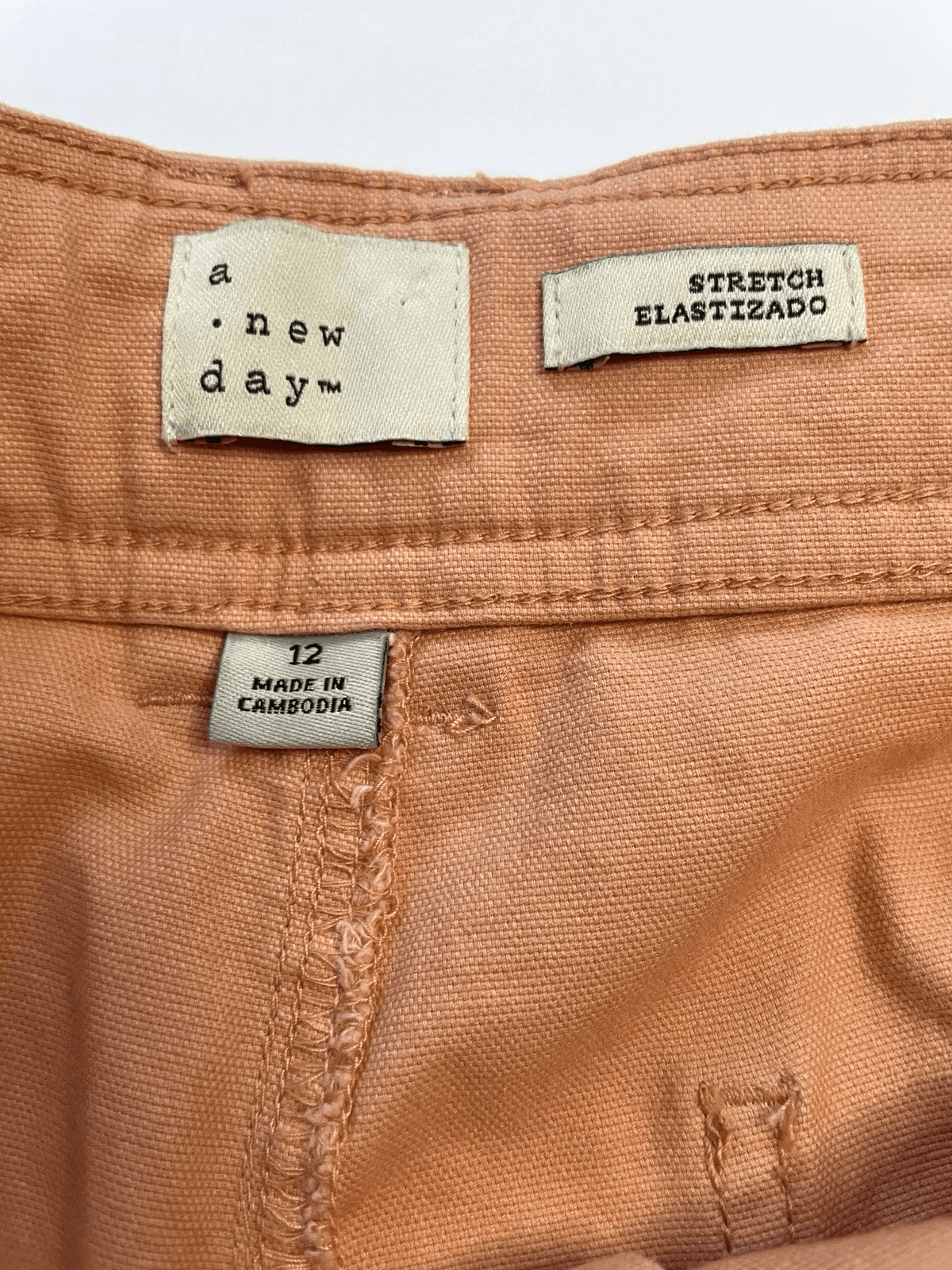 A New Day Women's Stretch Chino Shorts Size 12 'Elastizado' High-Rise in Coral - Thumbnail 3