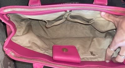 New York & Company Pink Zip Satchel Top Handle Bag, Inner Pockets, Gold - Thumbnail 3