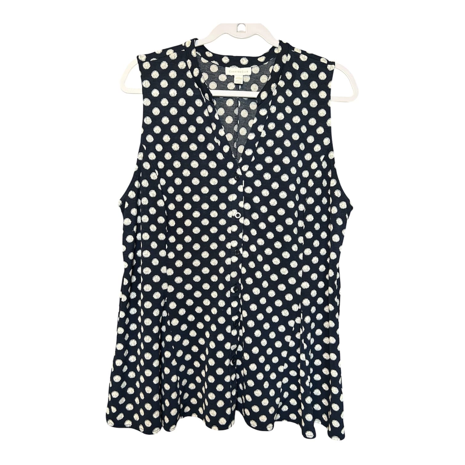 Charter Club Polka Dot Sleeveless Blouse XL - Thumbnail 2