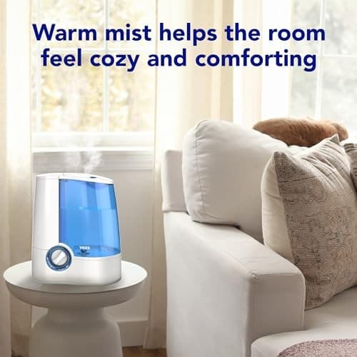 Vicks Warm Mist Humidifier Filter‑Free 1Gal Tank, Auto Shut‑Off, Night Light, VapoPad and VapoSteam Compatible - Thumbnail 3