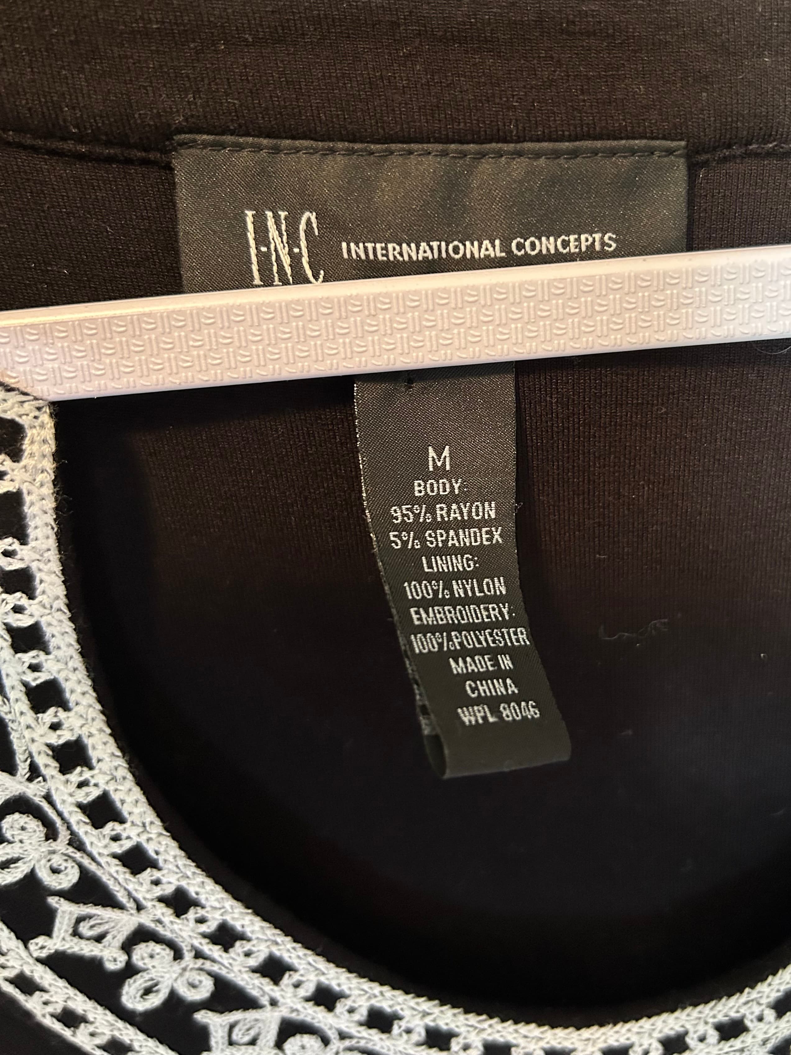 INC International Concepts Black Embroidered Dress M - Thumbnail 4