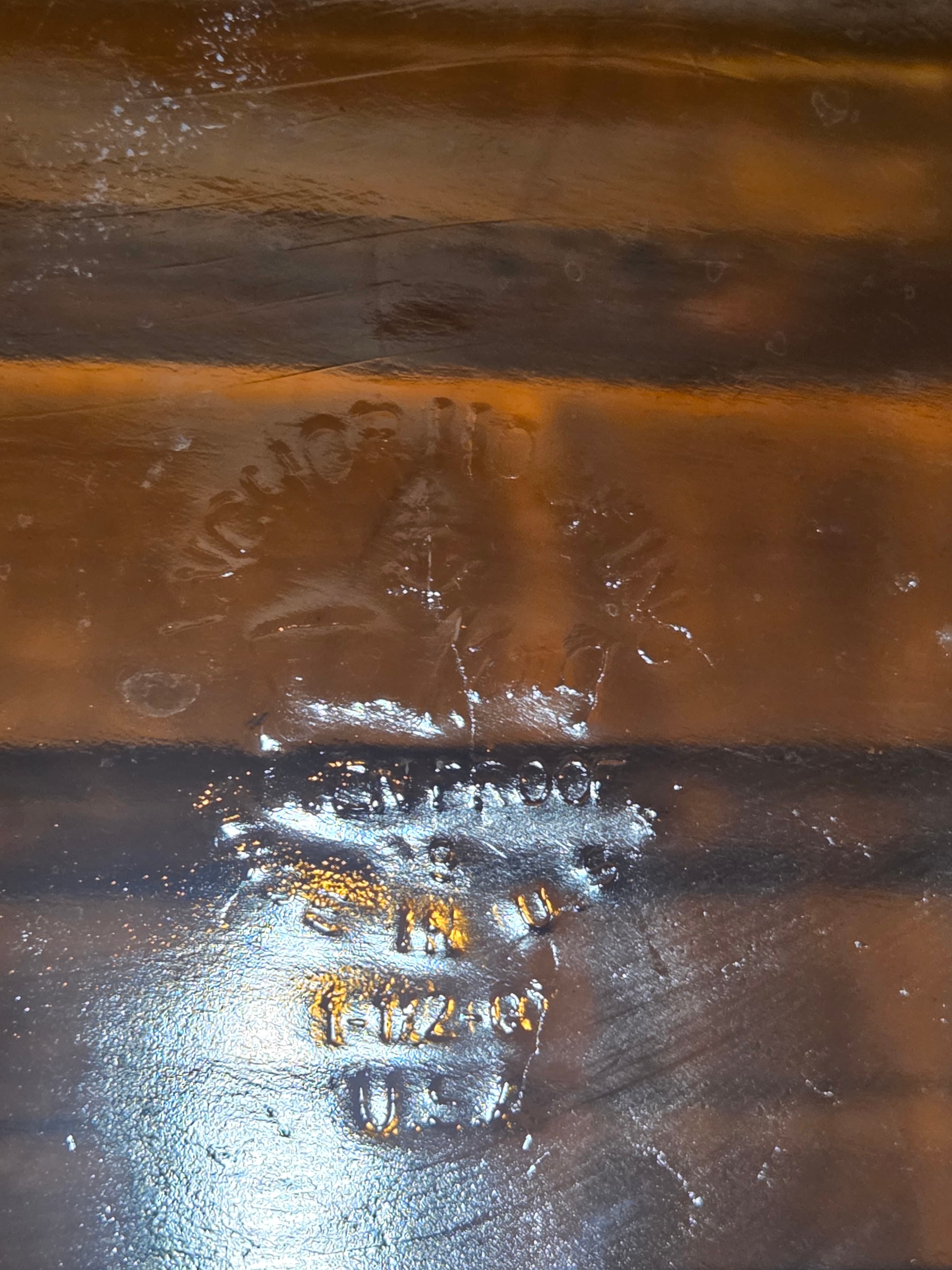 Vintage Fire King Amber Glass Baking Dish with Wood Cradle Carrier Trivet 11x7 - Thumbnail 8