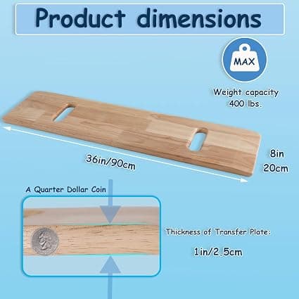 Real Wood Patient Transfer Board/Slide Board, L:24x8x0.75in up to 300lbs - Thumbnail 3