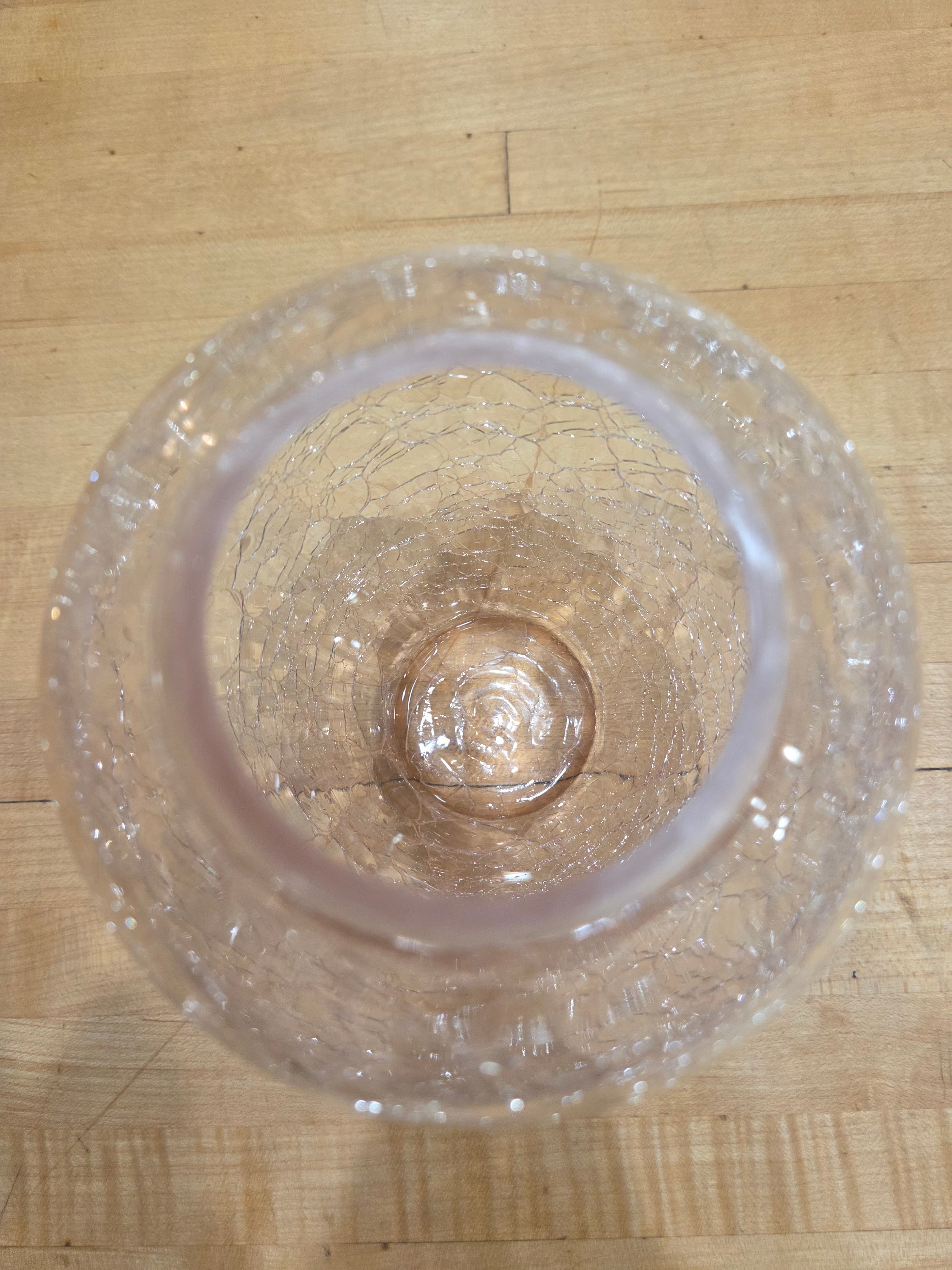 Vintage Silvestri Clear Crackle Glass Vase Mouth Blown Art Glass 1980s - Thumbnail 2