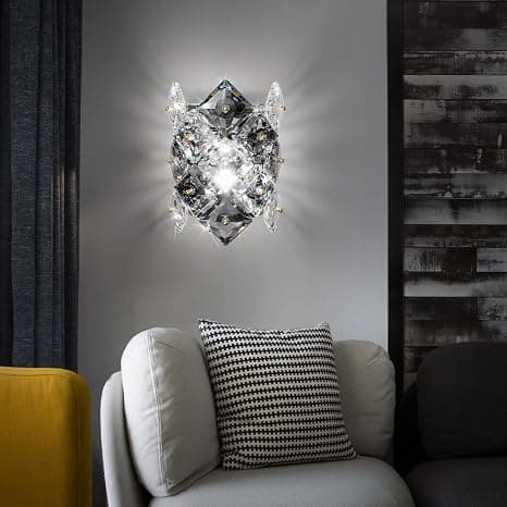 "Modern Crystal Wall Sconces,Chrome Wall Light Fixtures,Luxury Indoor Wall Lamp,K9 Crystal Vanity Wall Mount Lamps,Industrial Sconce Lighting for Bathroom Living Room,Bedsides,Hallway,Bedroom (Smoky Gray and Clear) Condition: Appears New" - Thumbnail 3