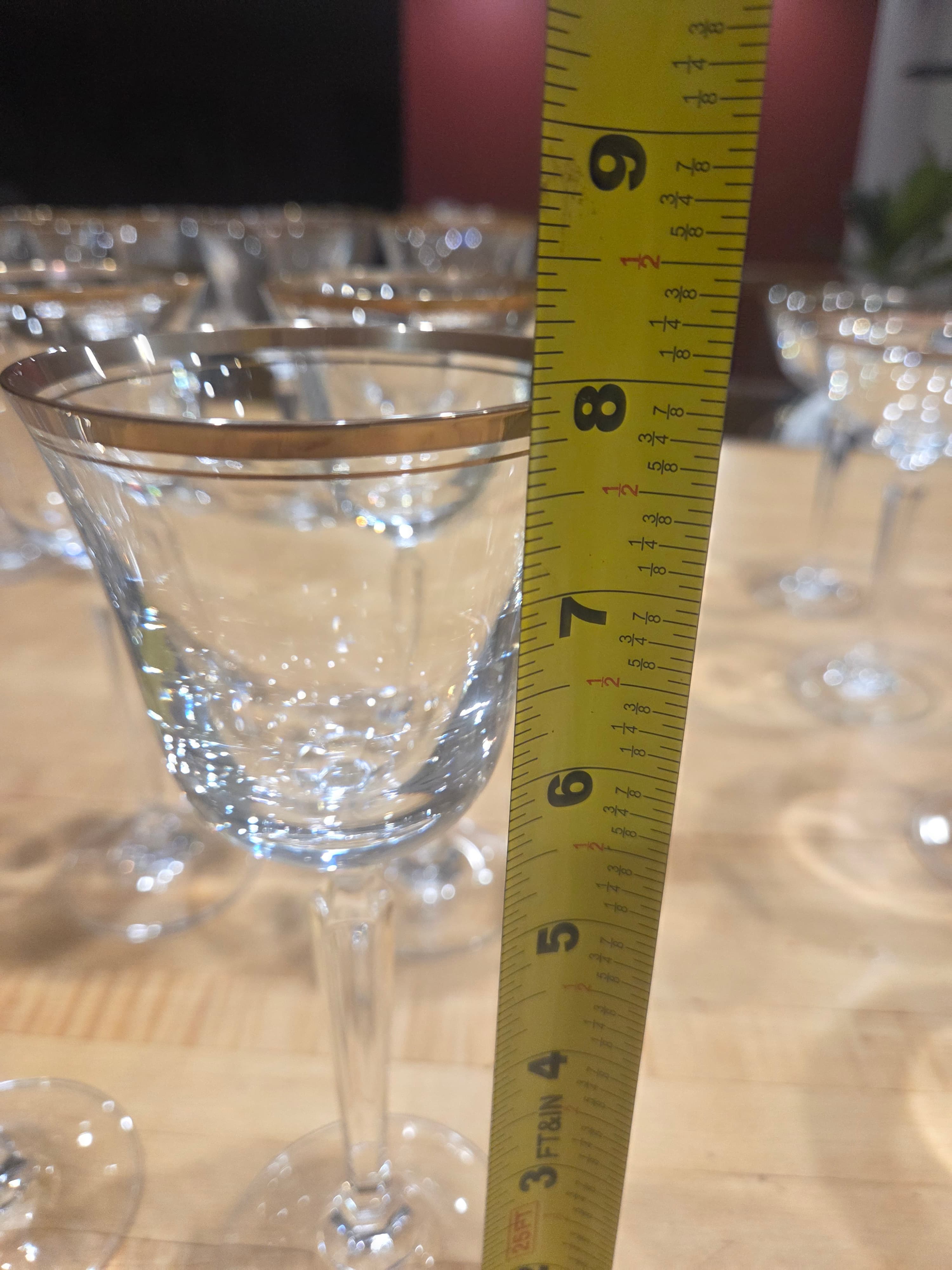 24pc Mikasa Wheaton Crystal Stemware Set Gold Rim Water Wine Champagne Glasses - Thumbnail 11