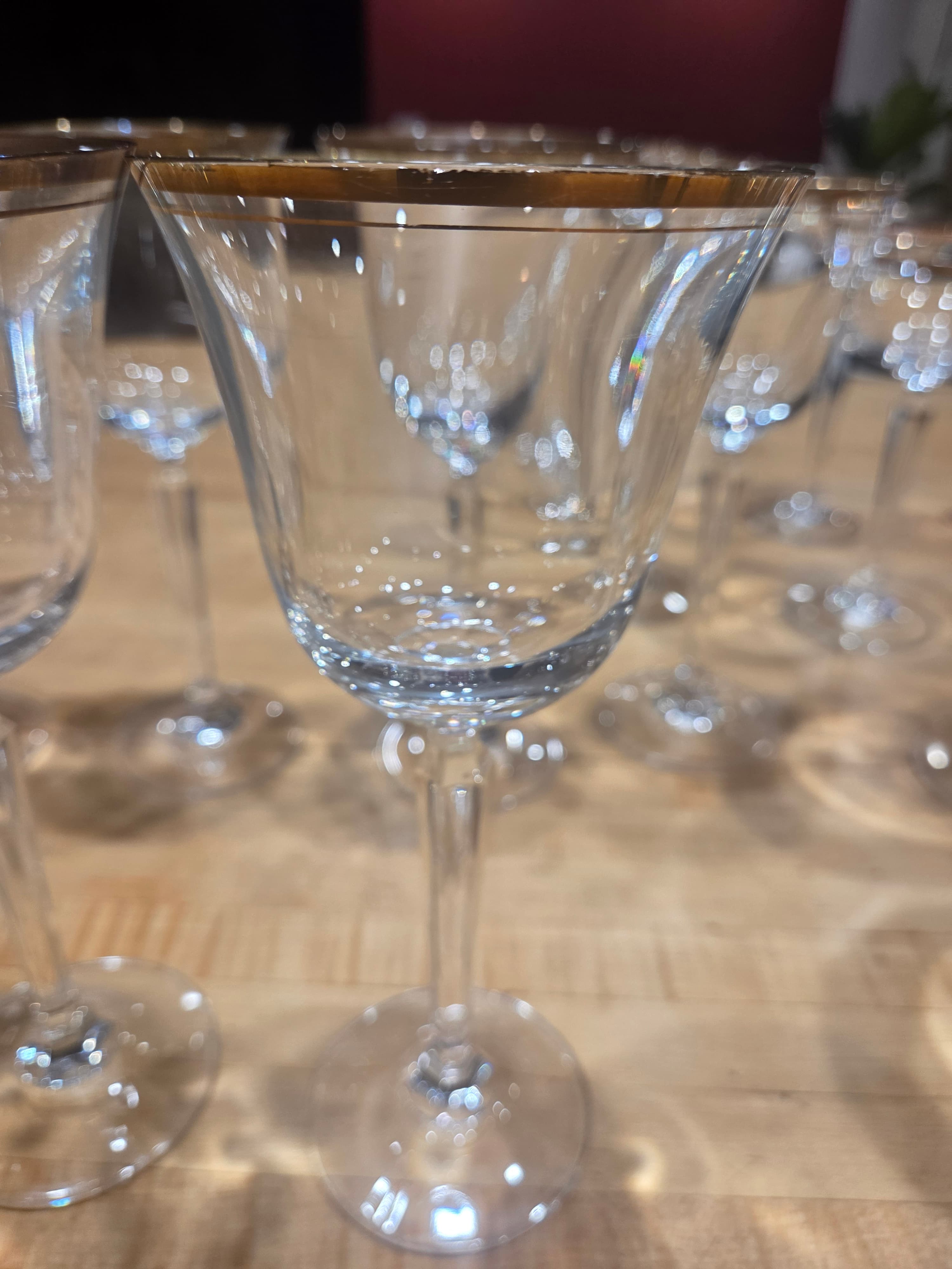 24pc Mikasa Wheaton Crystal Stemware Set Gold Rim Water Wine Champagne Glasses - Thumbnail 4