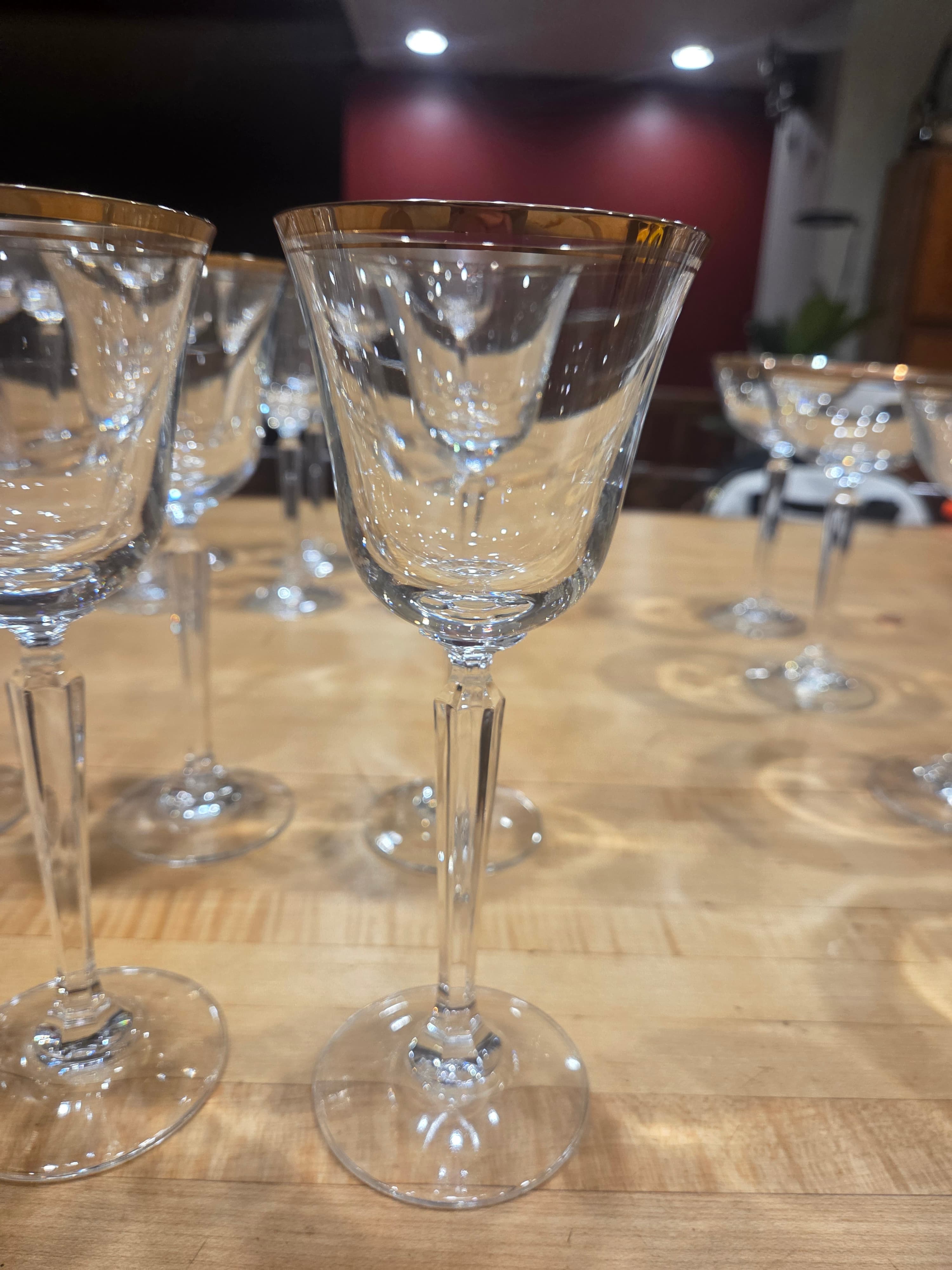 24pc Mikasa Wheaton Crystal Stemware Set Gold Rim Water Wine Champagne Glasses - Thumbnail 5