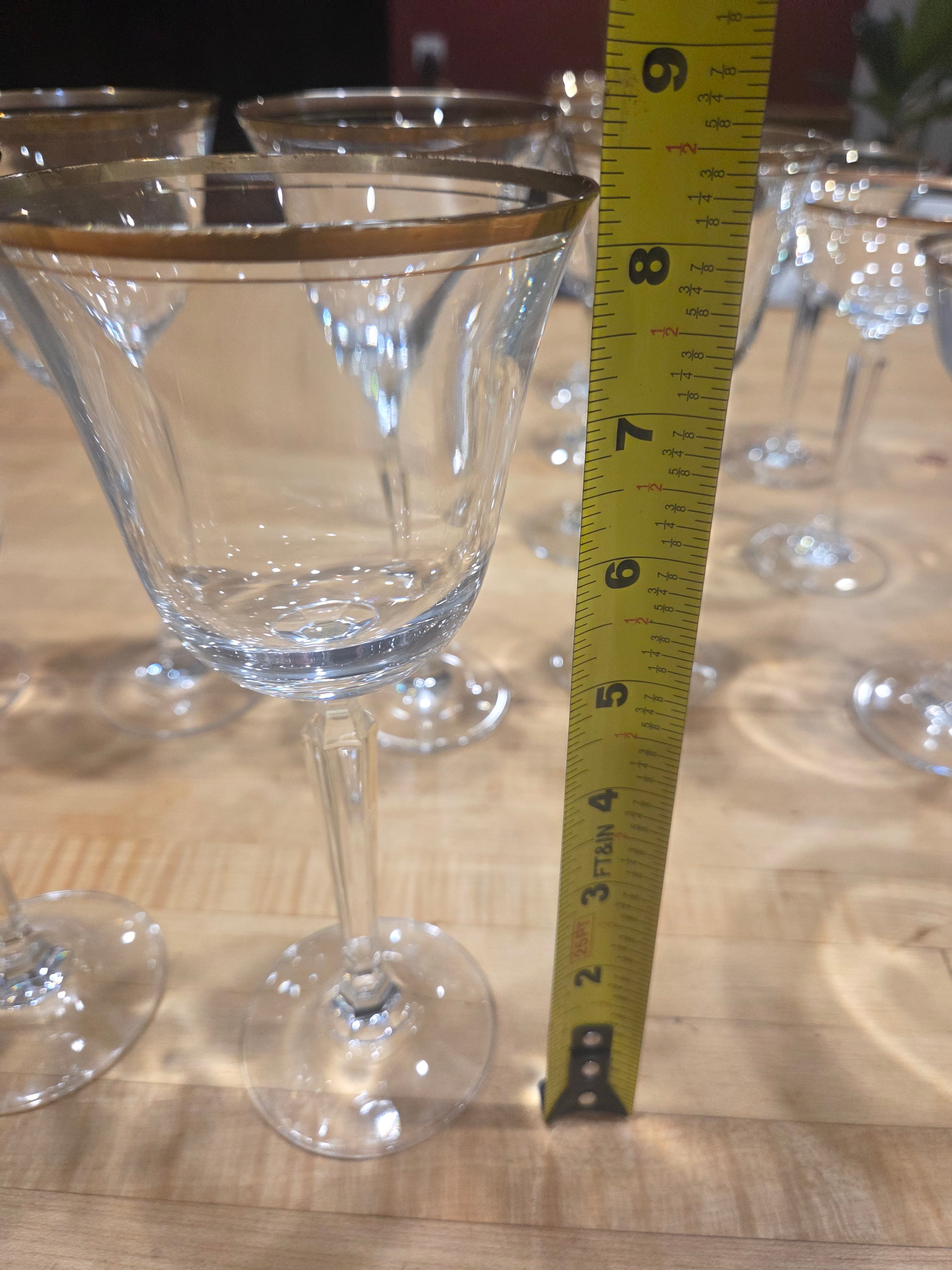 24pc Mikasa Wheaton Crystal Stemware Set Gold Rim Water Wine Champagne Glasses - Thumbnail 9