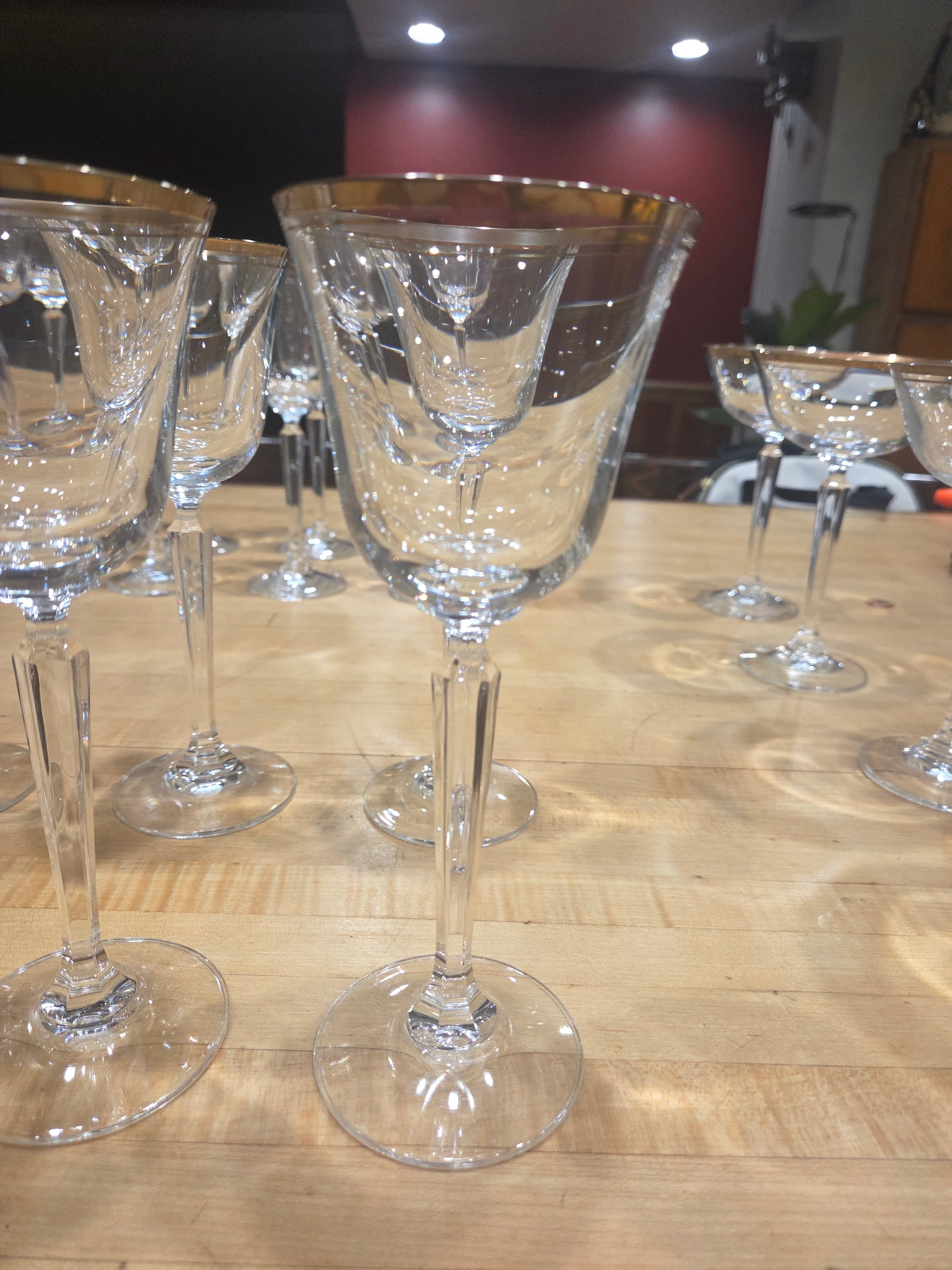 24pc Mikasa Wheaton Crystal Stemware Set Gold Rim Water Wine Champagne Glasses - Thumbnail 6