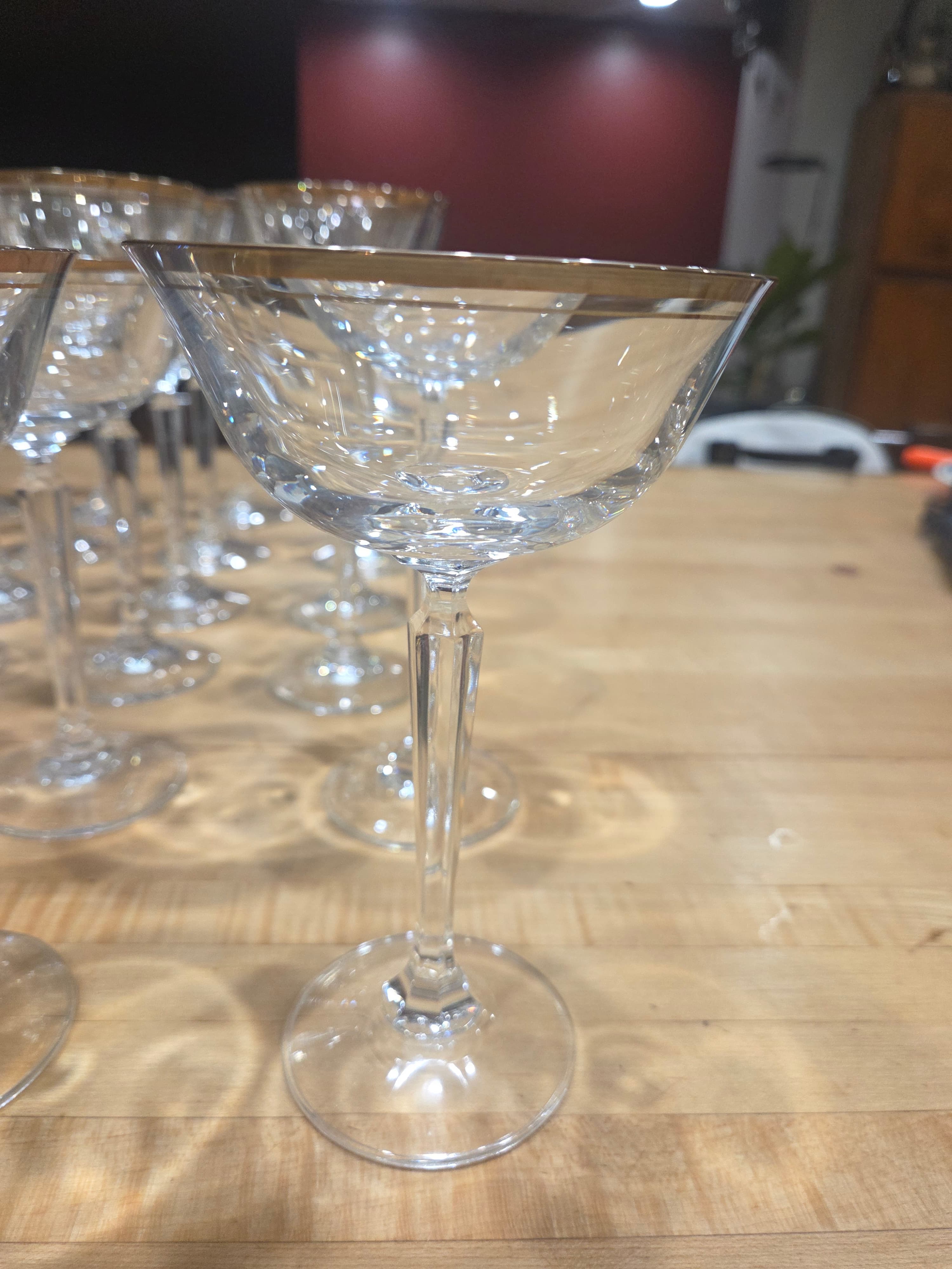 24pc Mikasa Wheaton Crystal Stemware Set Gold Rim Water Wine Champagne Glasses - Thumbnail 7