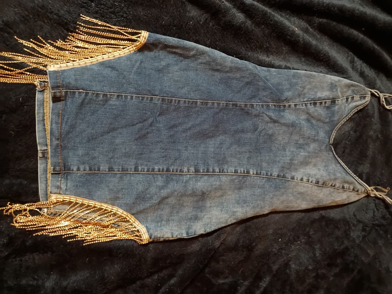 Denim dress with tassels - Thumbnail 5