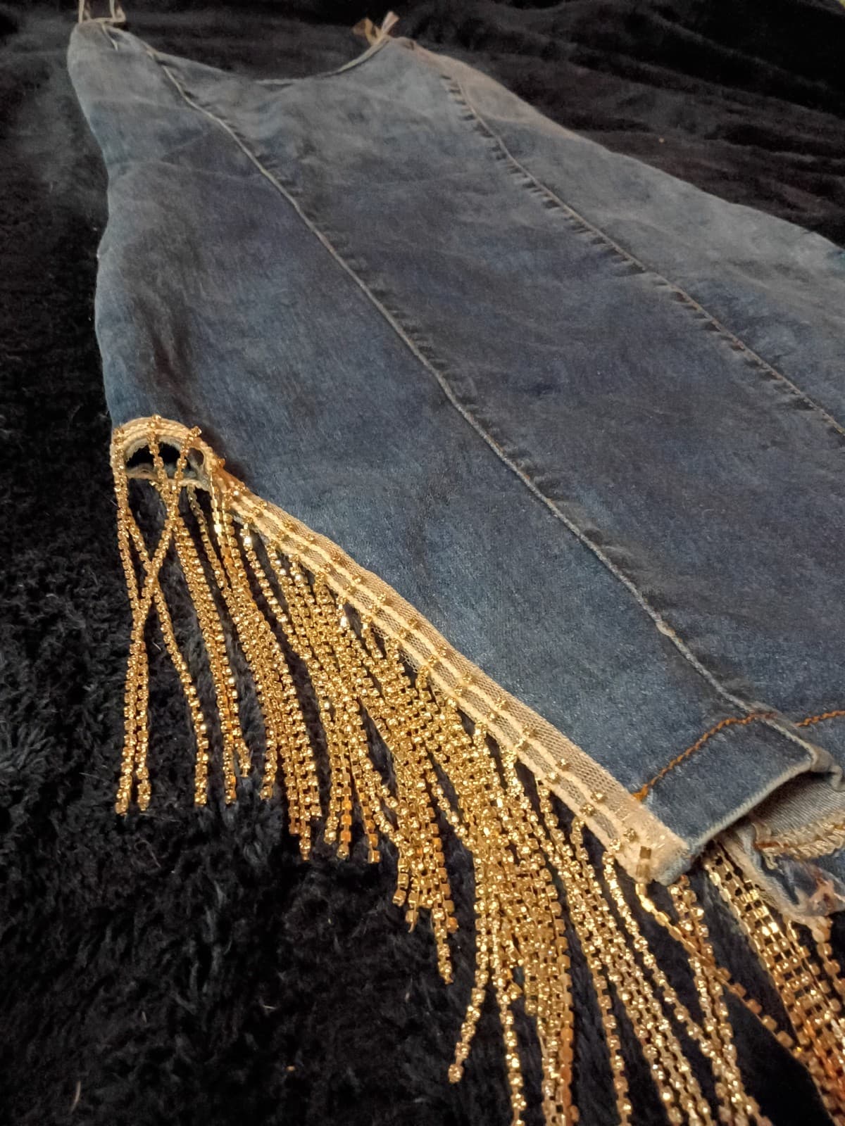 Denim dress with tassels - Thumbnail 4