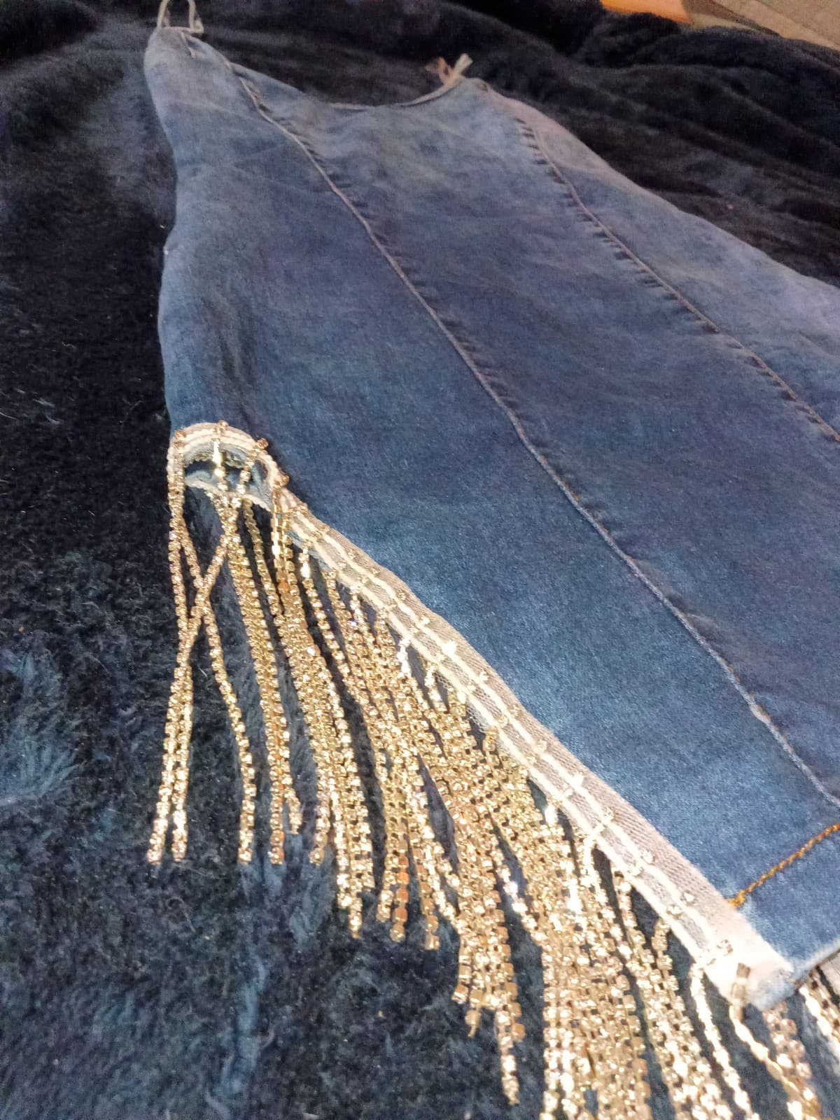 Denim dress with tassels - Thumbnail 2