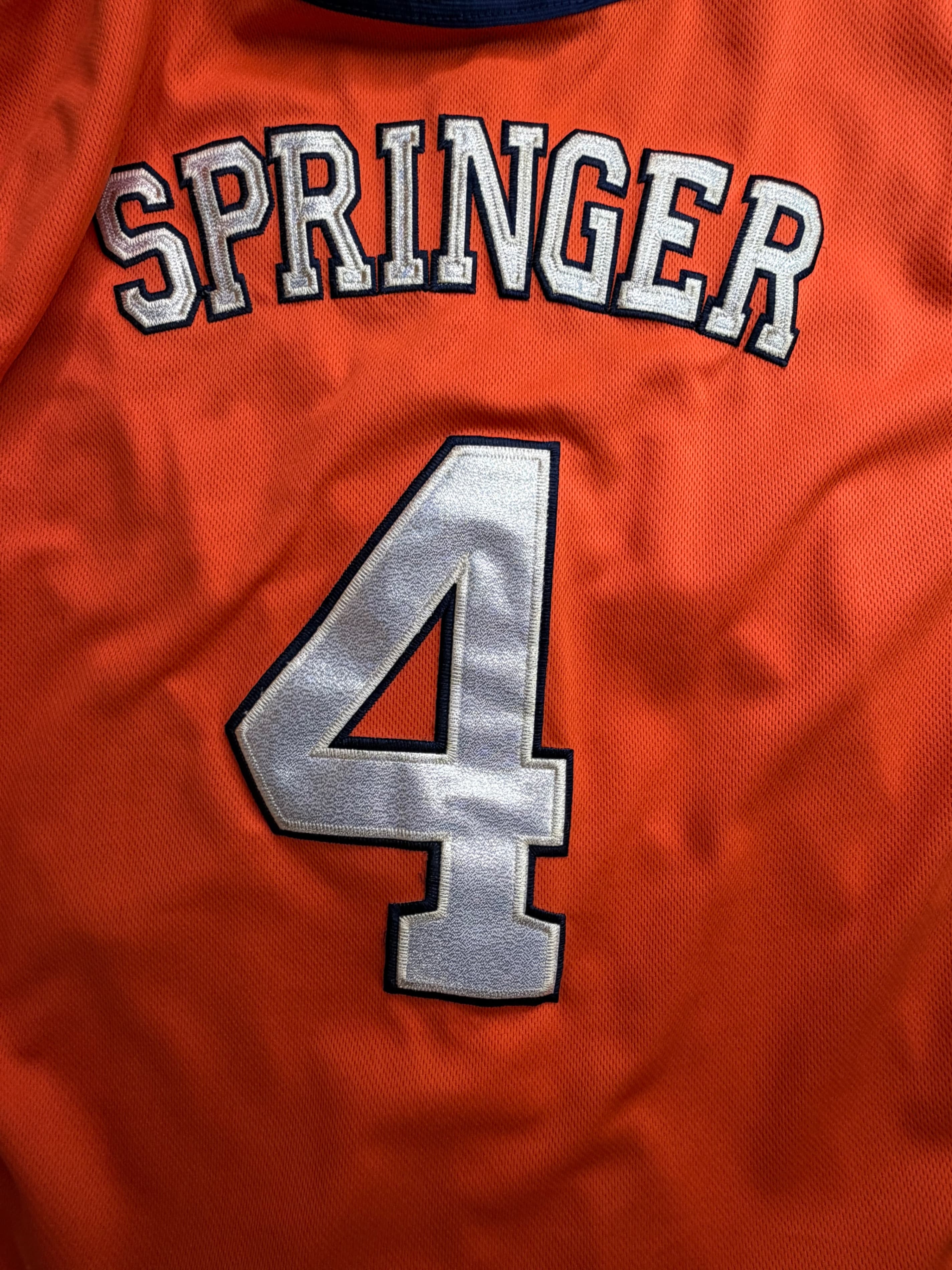 Majestic Houston Astros Springer #4 Orange FlexBase Auth Jersey Sz 44 WS - Thumbnail 9