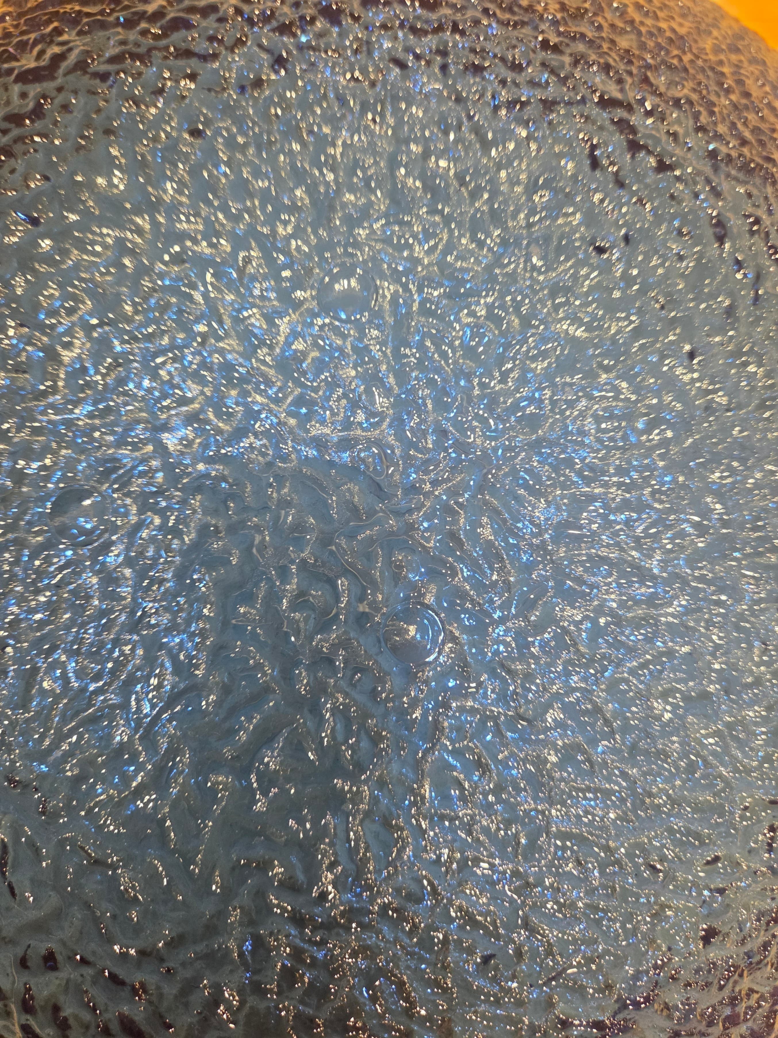 Vintage Cobalt Blue Textured Glass Bowl Gold  Centerpiece Mid Century Modern MCM - Thumbnail 4