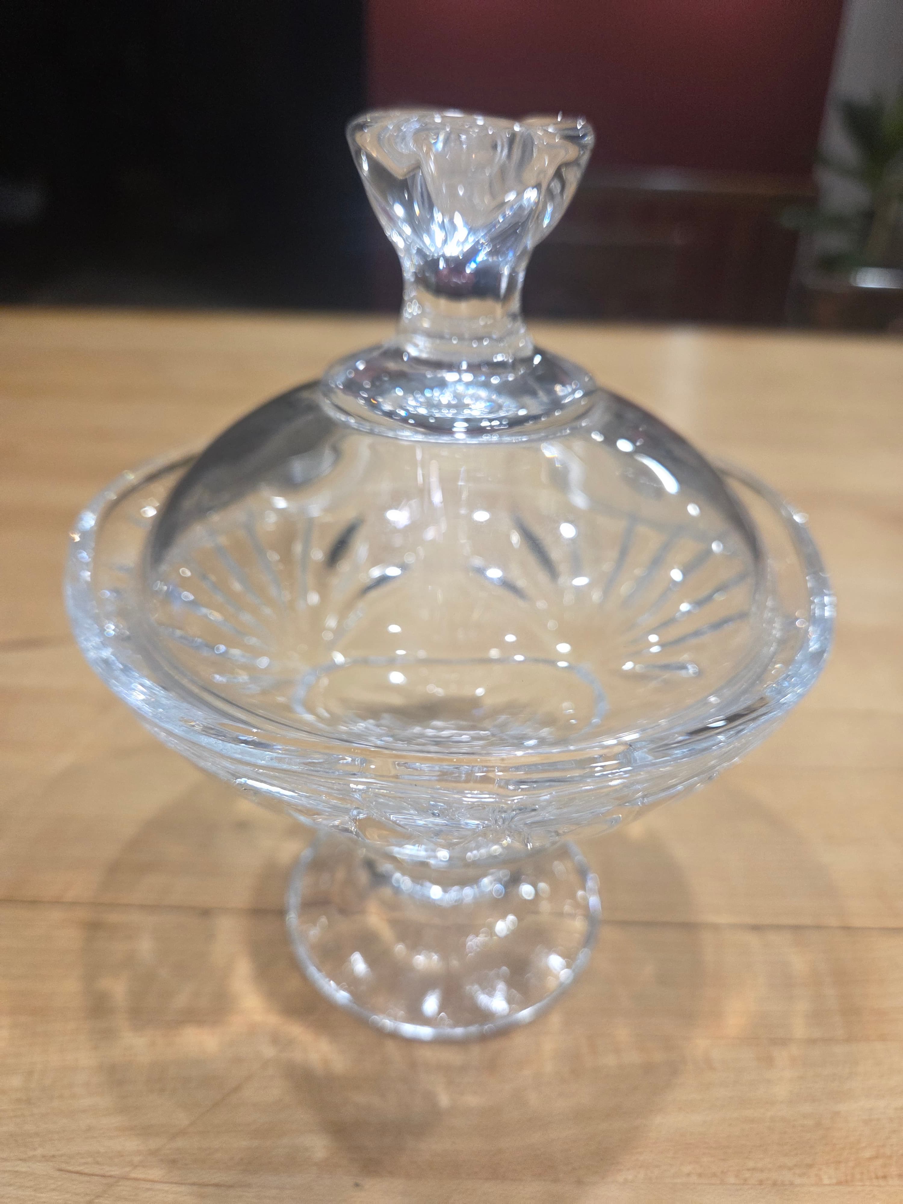 Vintage RCR Royal Crystal Lidded Candy Dish Pedestal Pinwheel Italy