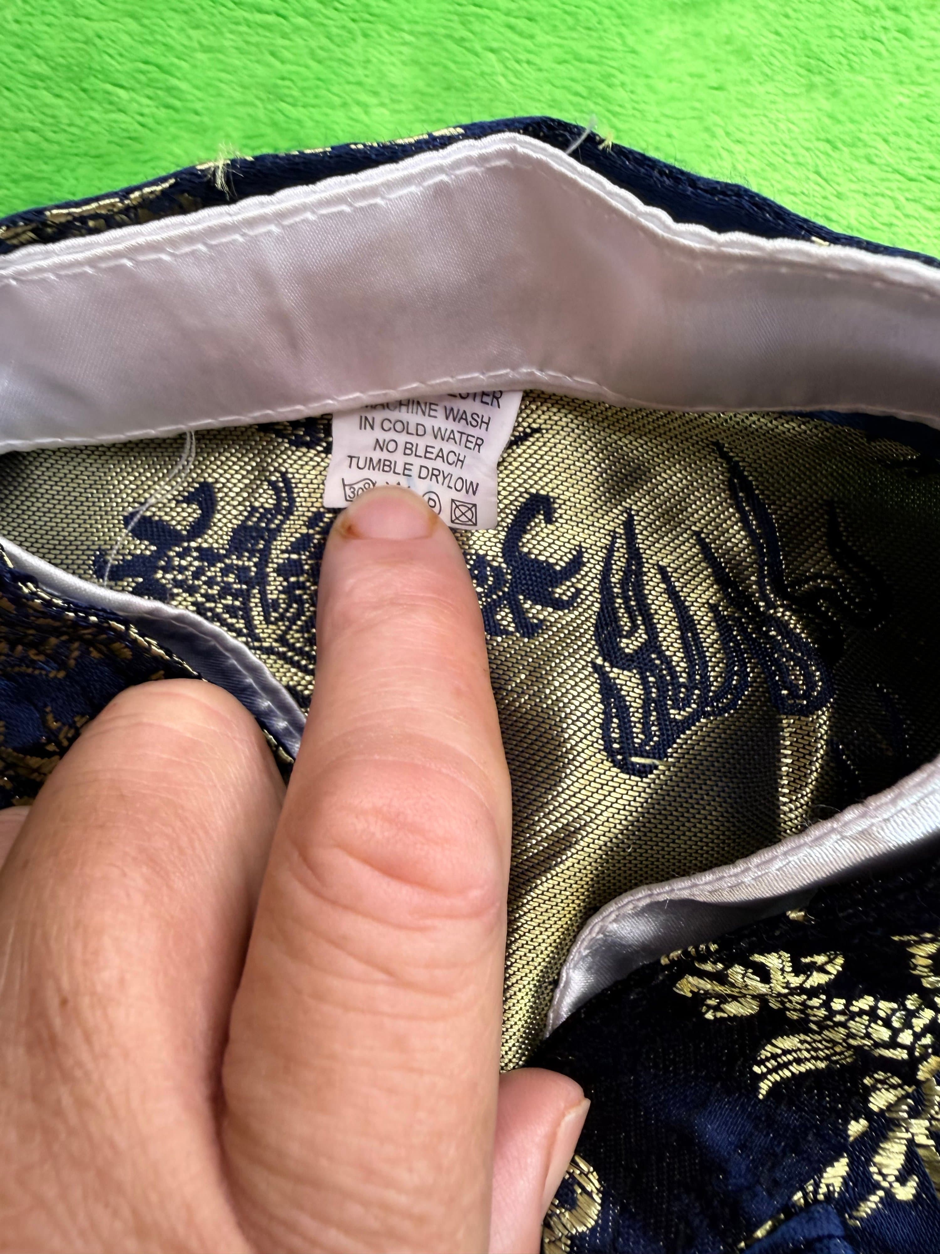 Chinese Dragon Brocade Jacket Navy Gold Frog Closure Mandarin Collar Sz L - Thumbnail 3