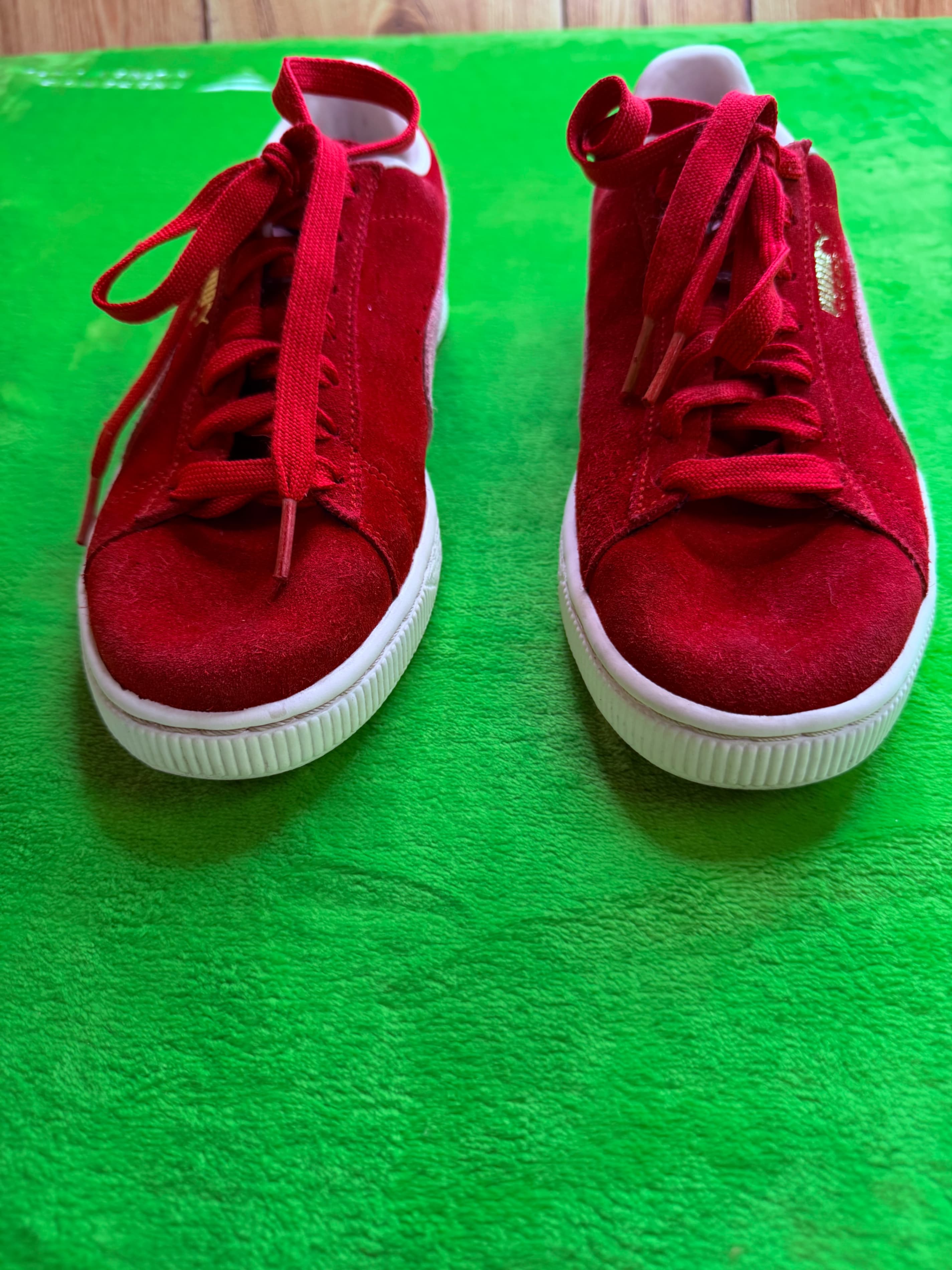 Puma Suede Classic Womens 9.5 Red White Sneakers 362213 - Thumbnail 4
