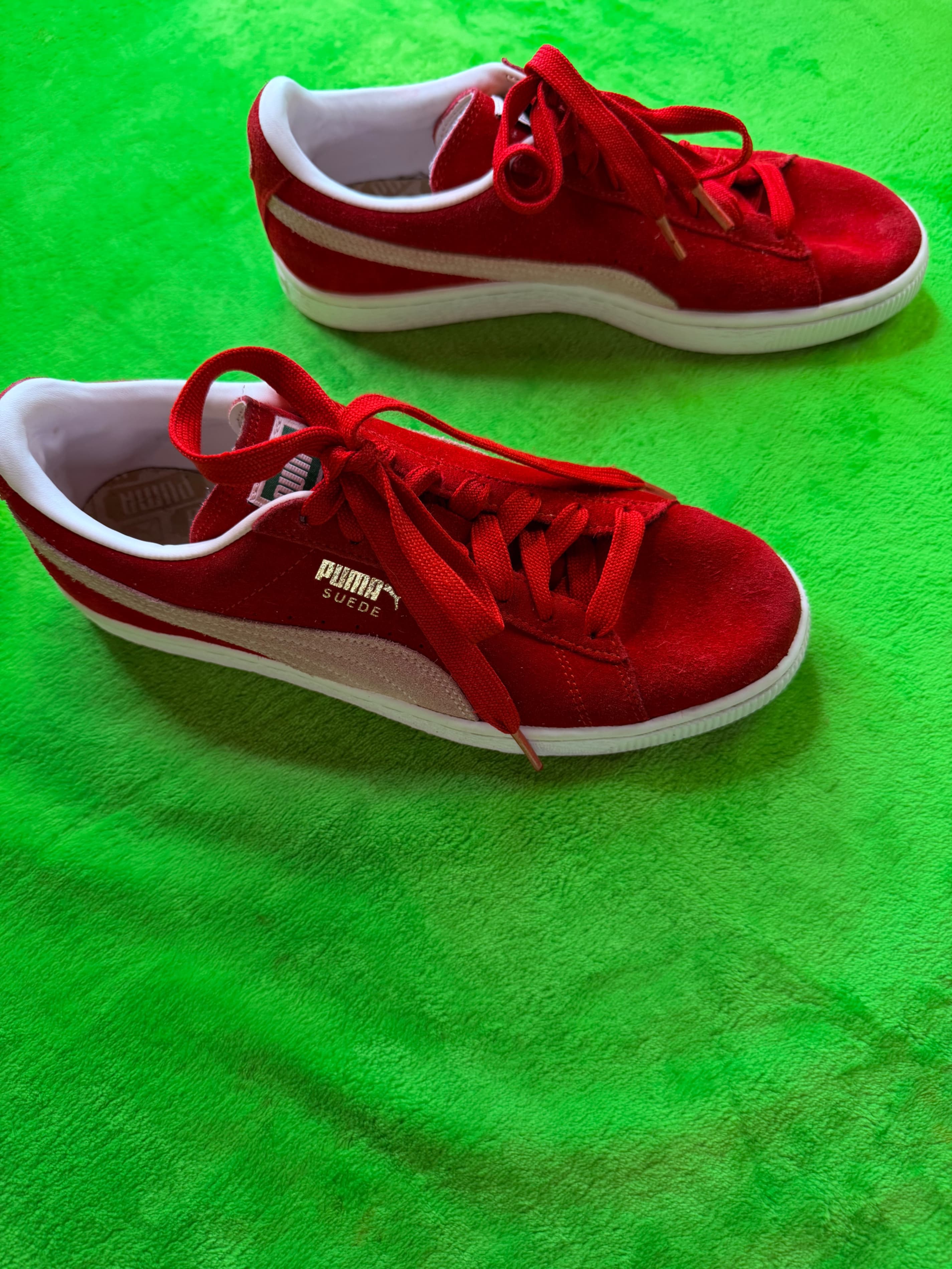 Puma Suede Classic Womens 9.5 Red White Sneakers 362213 - Thumbnail 6