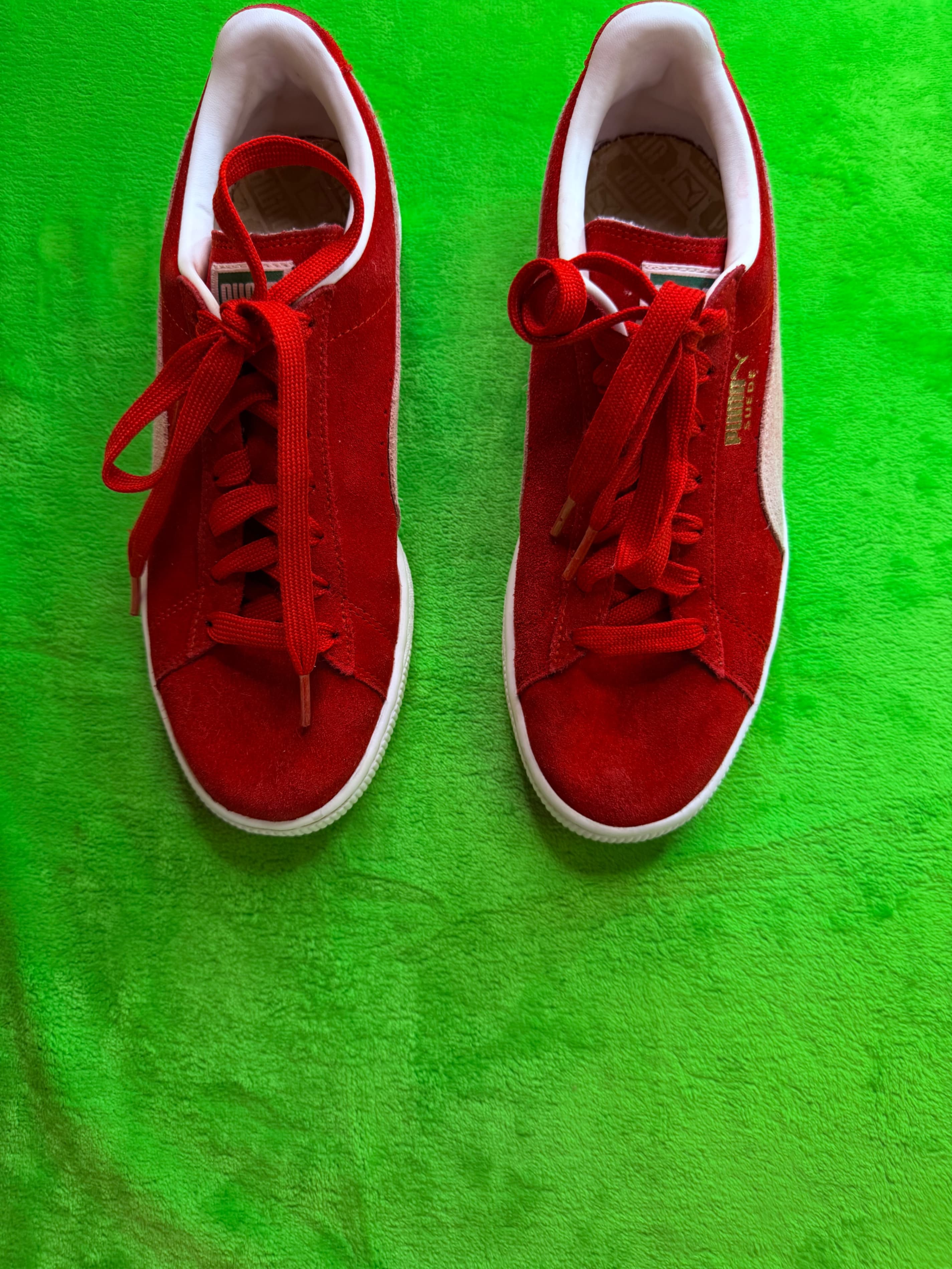 Puma Suede Classic Womens 9.5 Red White Sneakers 362213 - Thumbnail 3
