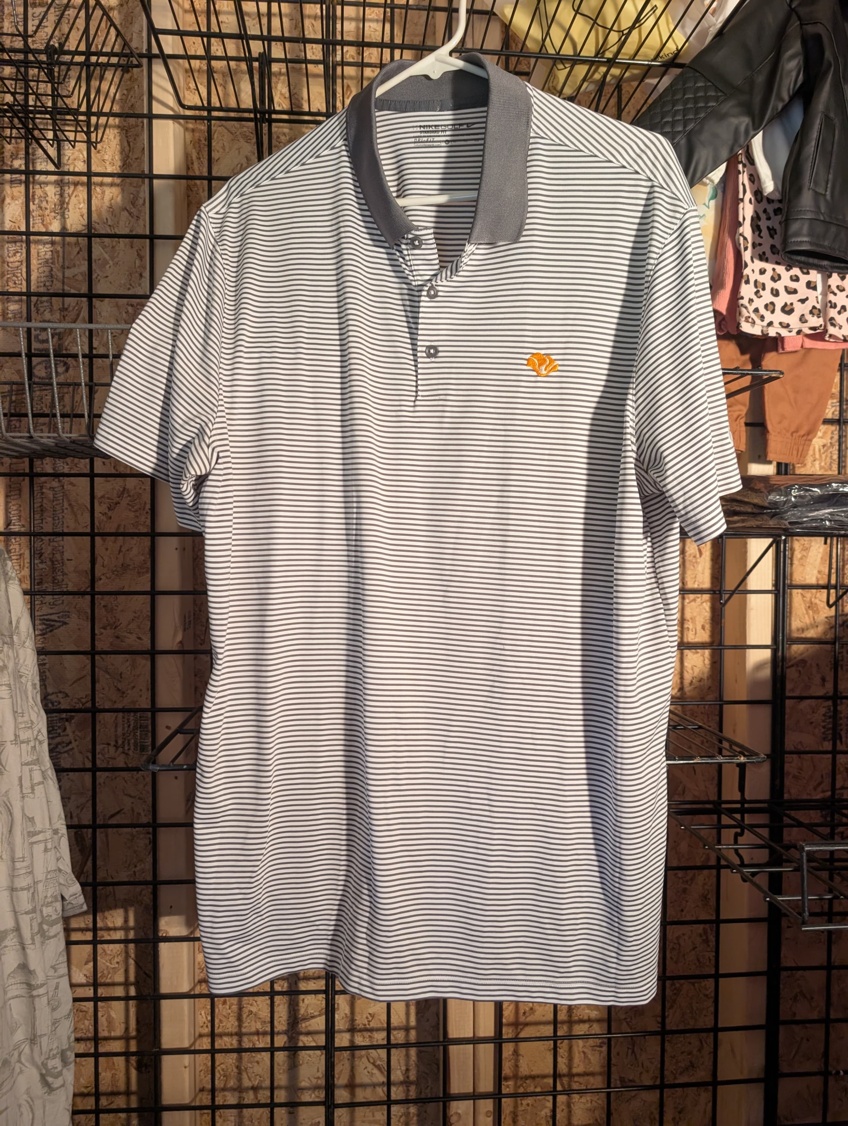 Nike Golf Dri-Fit Striped Polo Shirt Size L - Thumbnail 2