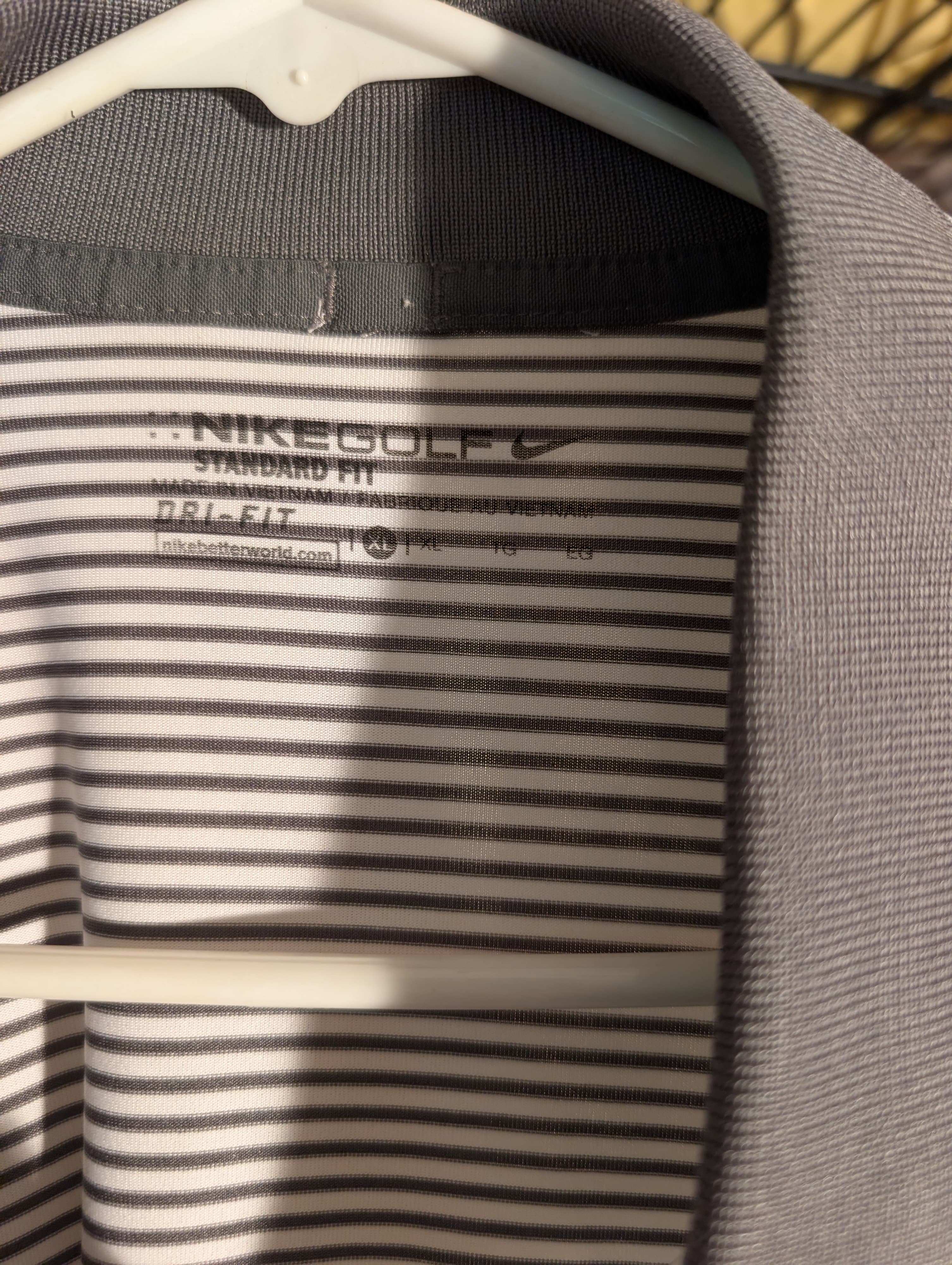 Nike Golf Dri-Fit Striped Polo Shirt Size L - Thumbnail 3