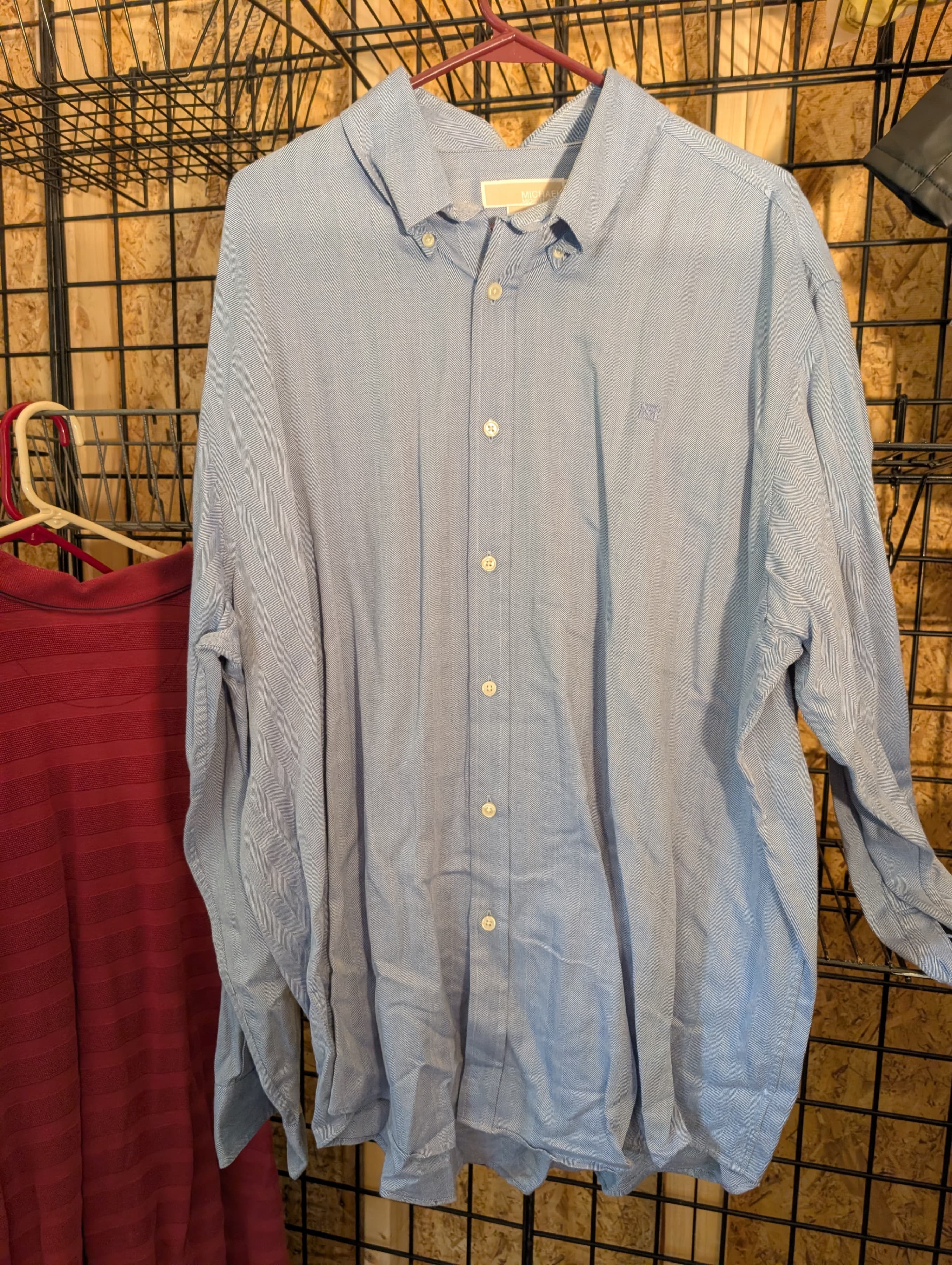 Michael Kors Men's Blue Button-Up Shirt XXL - Thumbnail 2